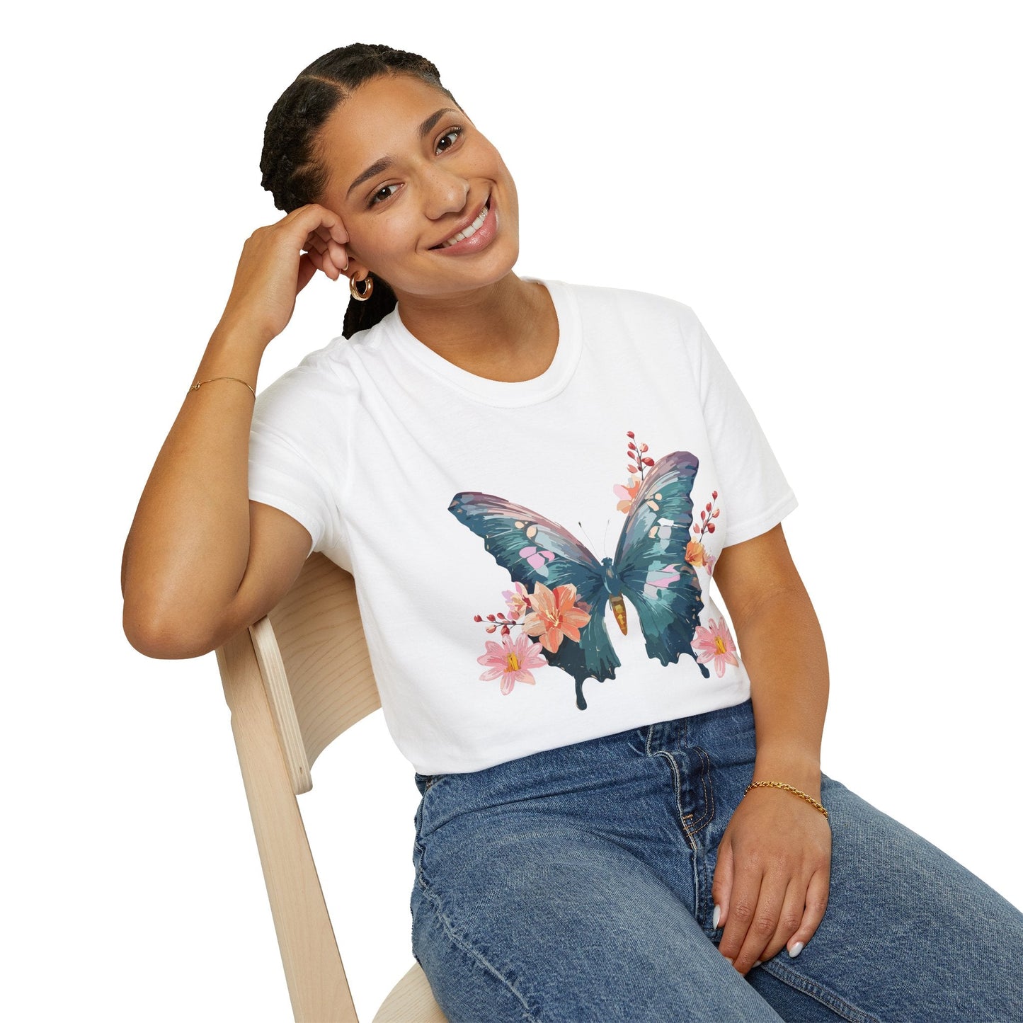 Butterfly T Shirt Unisex Gildan Softstyle 64000 100 Percent Ring Spun Cotton Monarch Tee