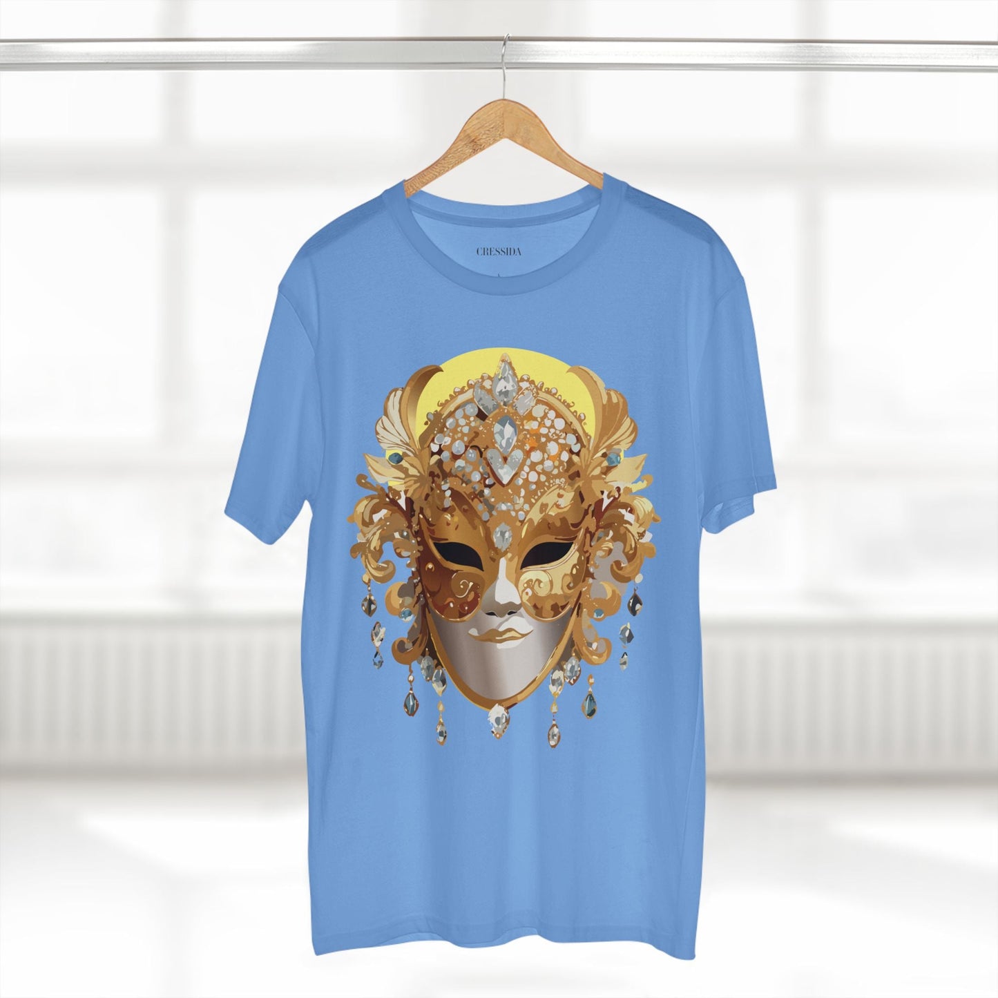 Carnival Mask Graphic T-Shirt Unisex 100 Cotton With Antique Gold Art Design Tee 7
