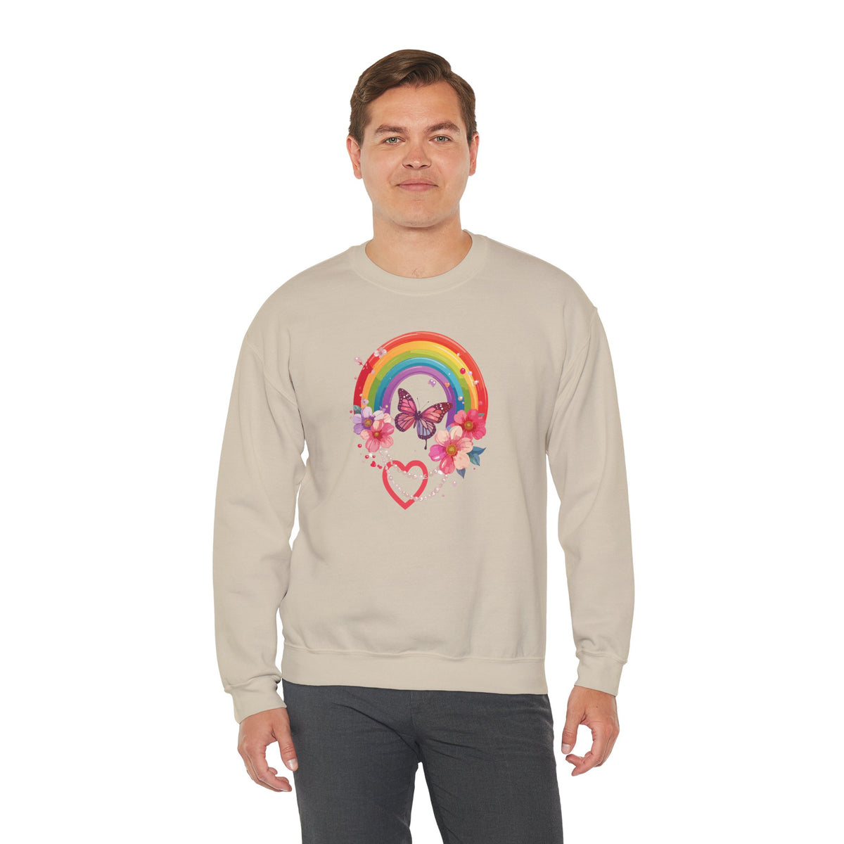 Rainbow Heart Sweatshirt, Floral Heart Sweatshirt, Floral Love Sweatshirt, Valentine's Day Sweatshirt, Rainbow Heart Floral Sweatshirt 106