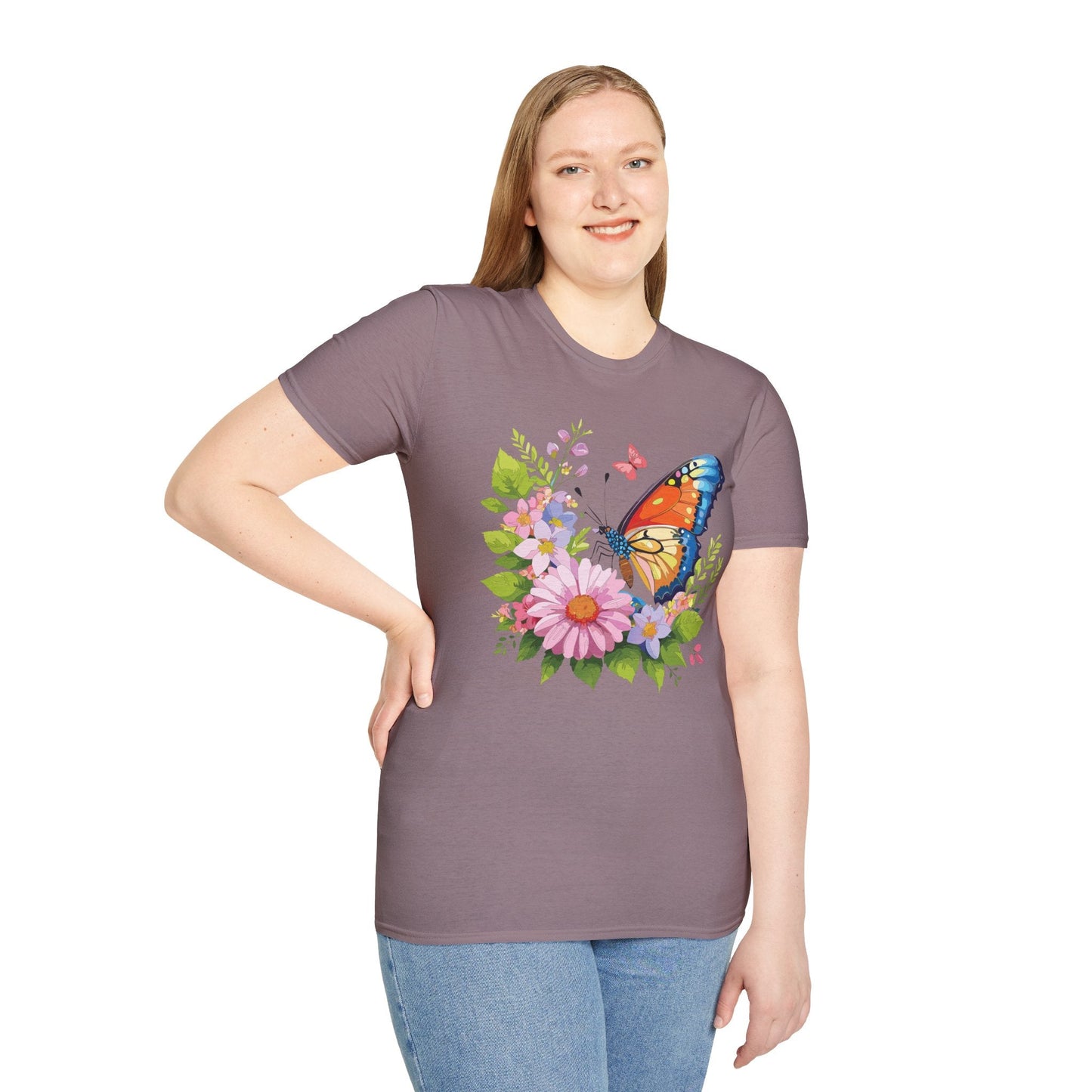 Butterfly T Shirt Unisex Short Sleeve Gildan Softstyle 64000 Monarch Butterfly Design Graphic