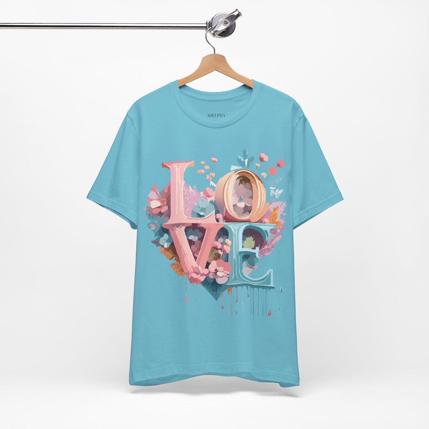 Valentine Day Graphic Unisex 100 Cotton Vintage Artwork with Love and Flower Design Tee 53