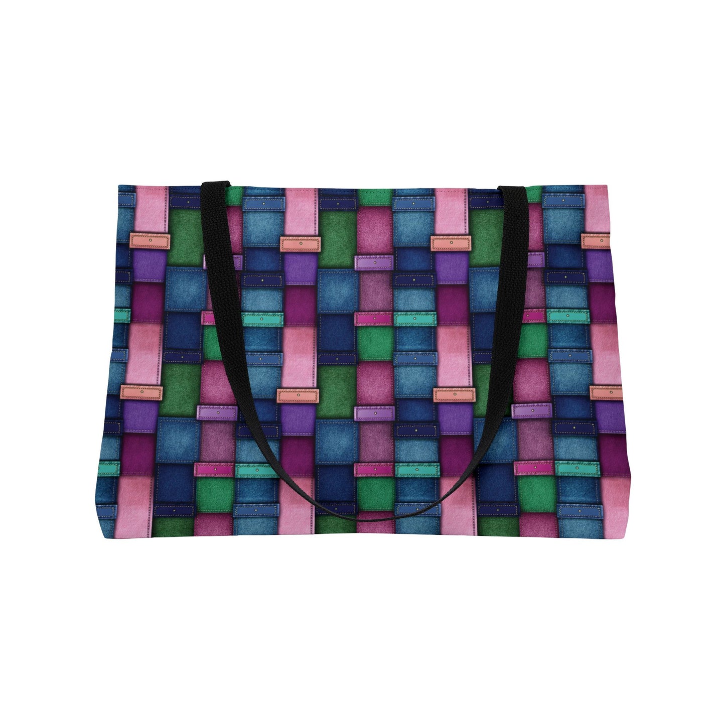 Denim Print Yoga Bag High-Quality 100% Spun Polyester 24x13 Canvas Gym Bag 30