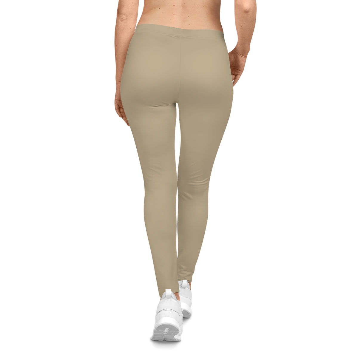 Khaki Beige Color Women's Poly-Span Casual Leggings XS-2XL