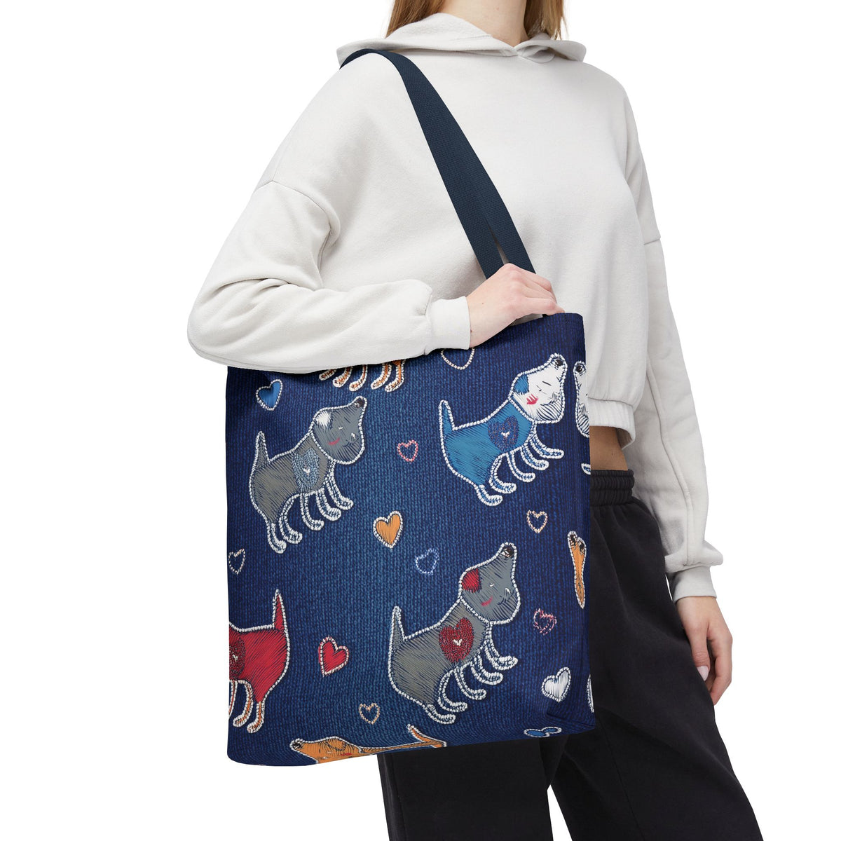 Love Day Graphic Design Denim Fabric Imitation Print Unisex Canvas Bag POLY 3 Sizes Tote Bag 201-13