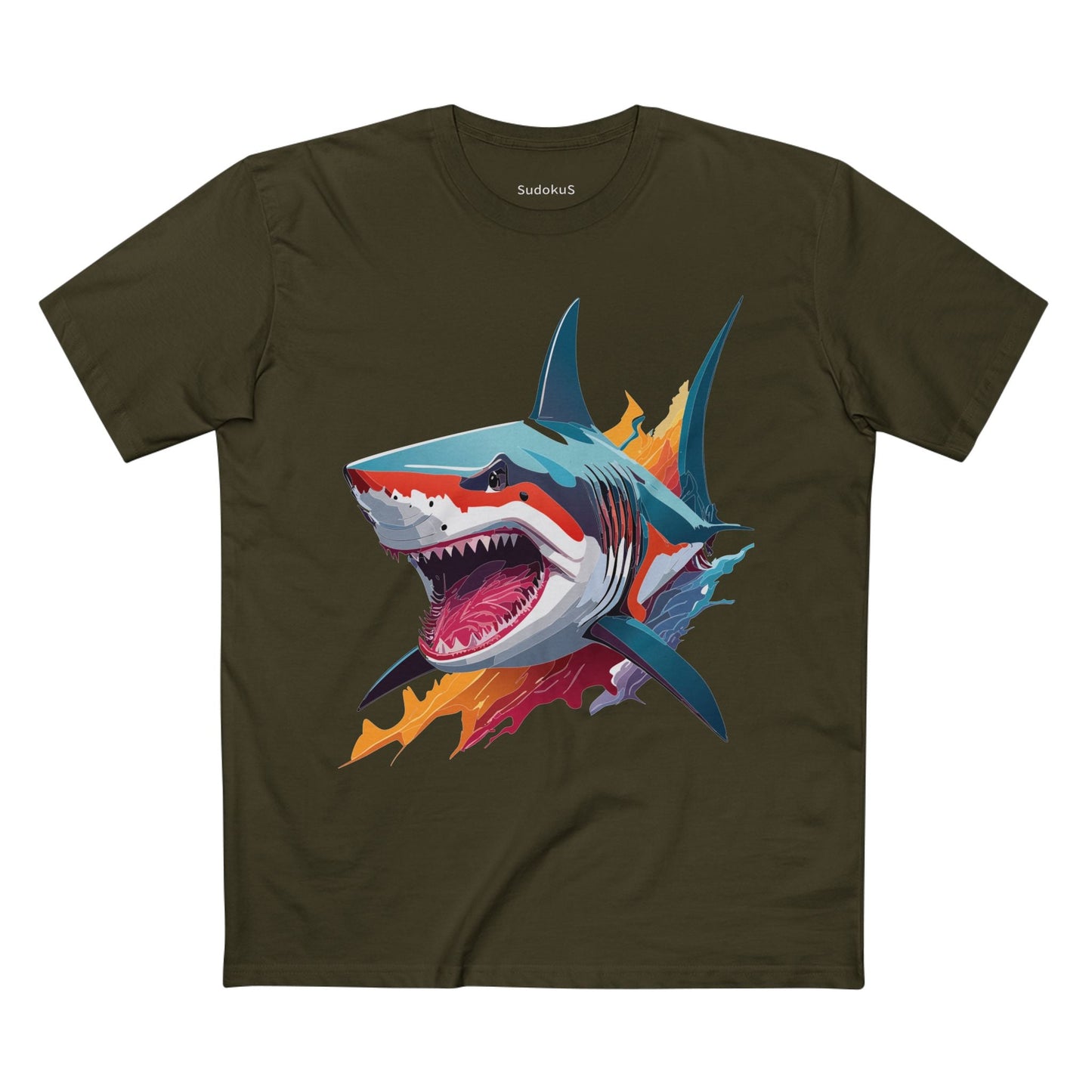 Shark Graphic Unisex 100 Cotton Staple Tee with Animal Design Artwork 12
