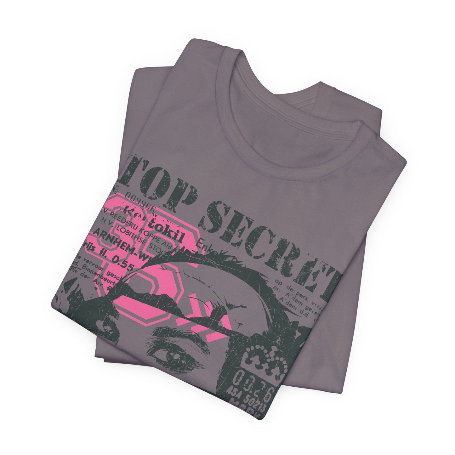 Top Secret Skull Face Tee Grunge Graphic T-Shirt Retro Collage A-6