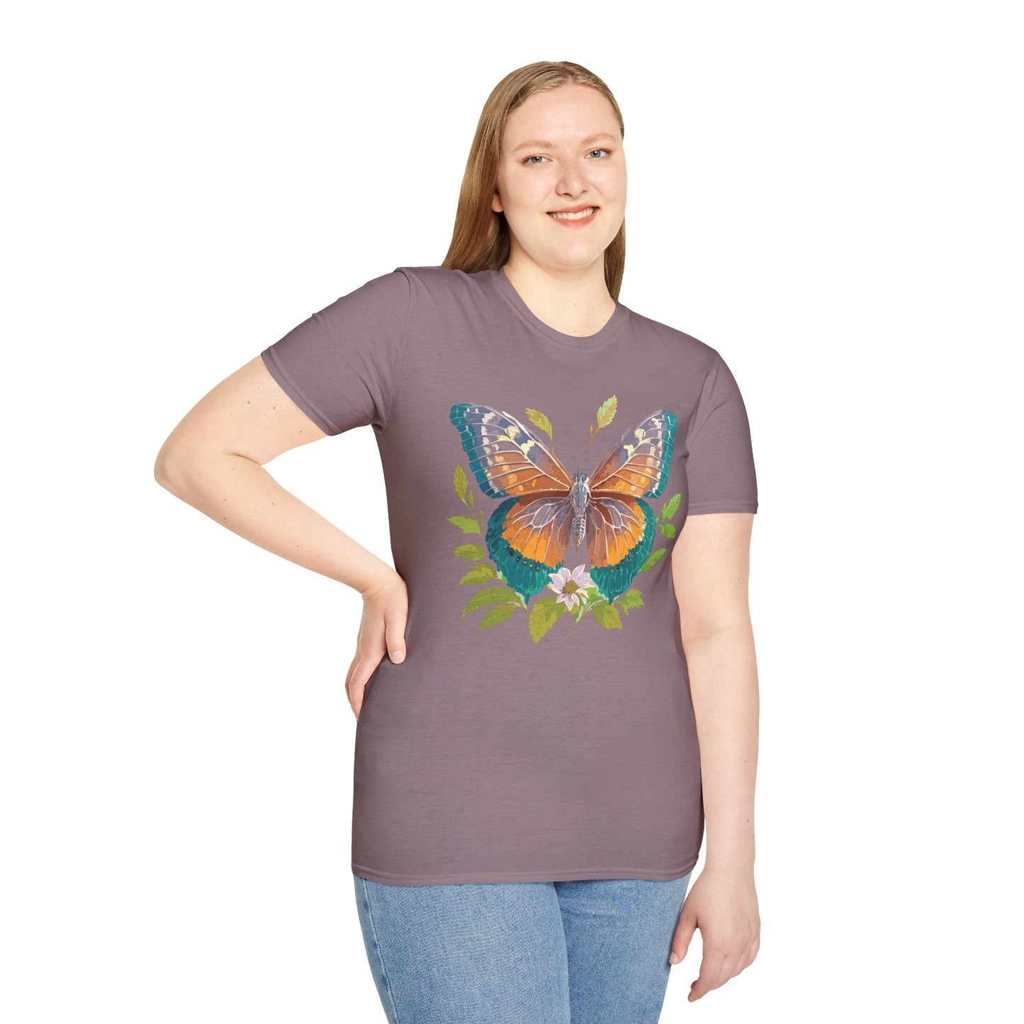 Unisex Butterfly Shirt With Monarch Design Cotton Tee Gildan 64000 Softstyle Comfort