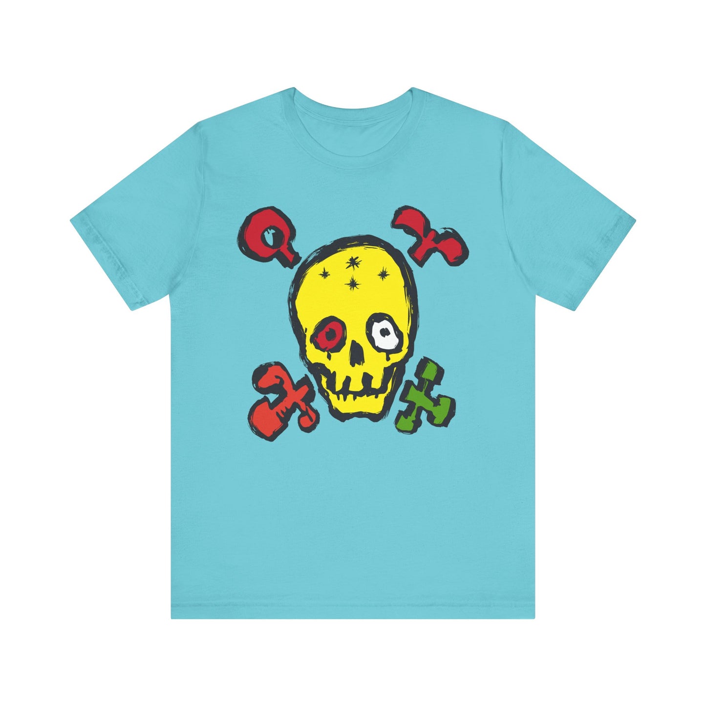 Yellow Skull Graphic Design Tee, Skull Shirt, Vintage Tees, Art Design T-Shirt, Vintage Graphic Tee, Art Shirts with Skulls