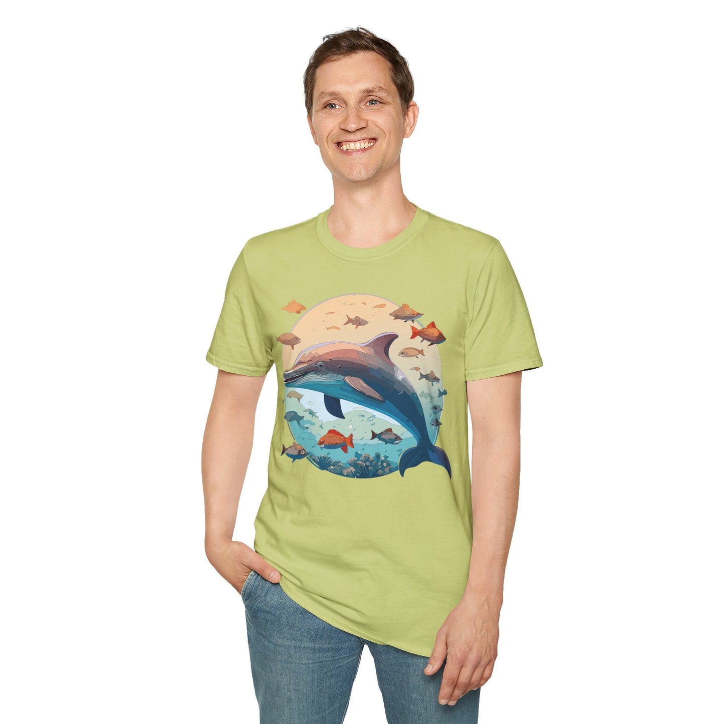 Dolphin Shirt Unisex Softstyle T Shirt 64000 100 Percent Ring Spun Cotton Tee For Everyday Comfort