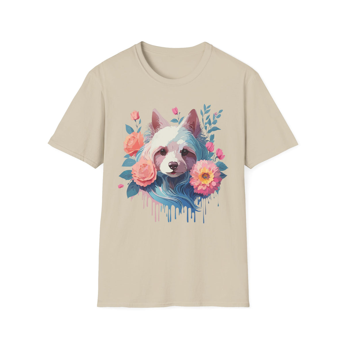 Watercolor Floral Dog Face T-Shirt | Floral Puppy Tee, Cute Pet Portrait Shirt