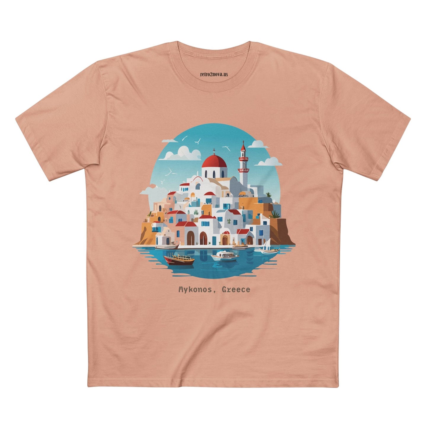 Greece Travel Shirt Unisex Premium Cotton Tee With Original Art Design Retro2Nova TT41