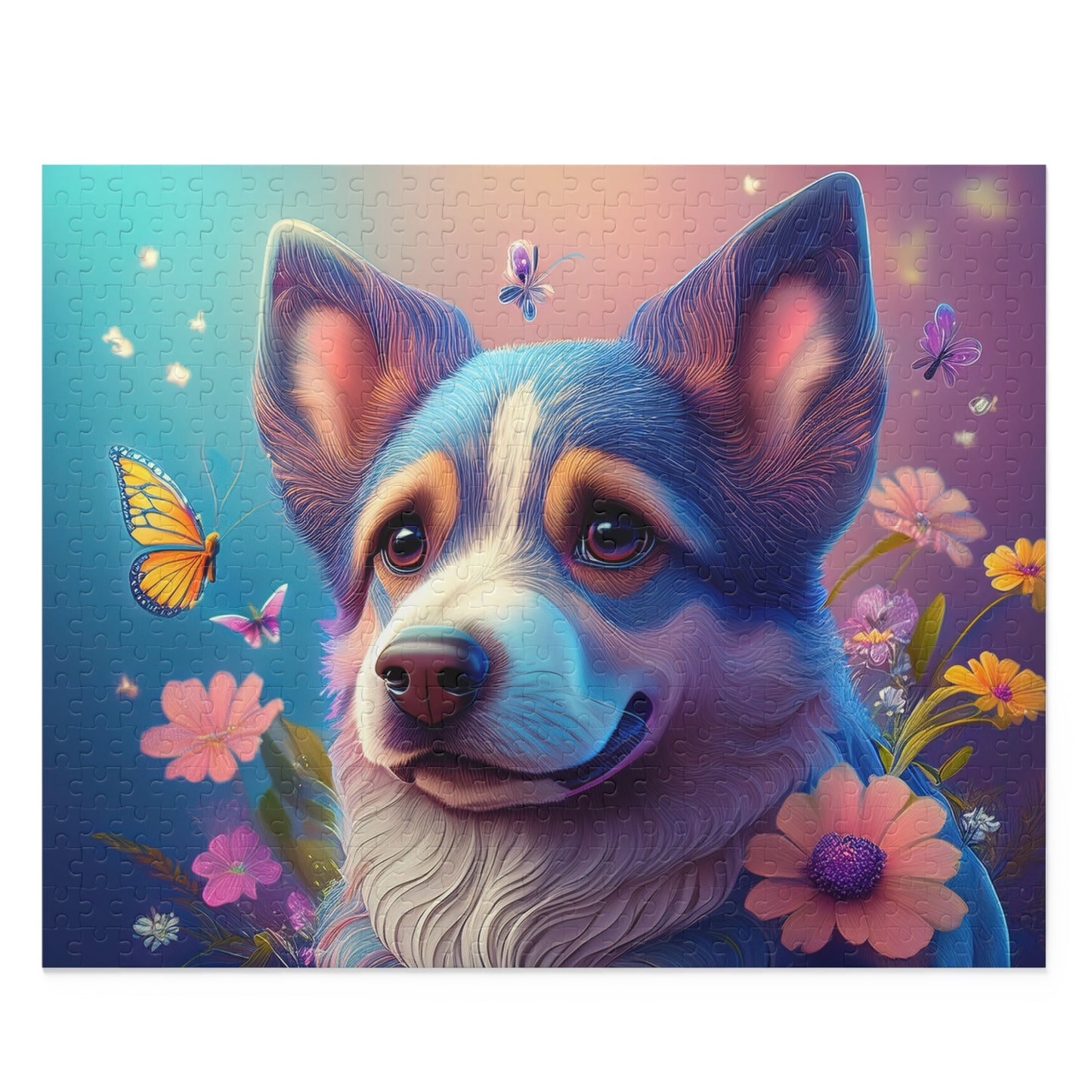 Puzzles-22 Floral Dog Face Puzzle 500-Piece  Floral Dog Puzzle 500-Piece, Kids Puzzles Size: 16" x 20",  Ages 9+