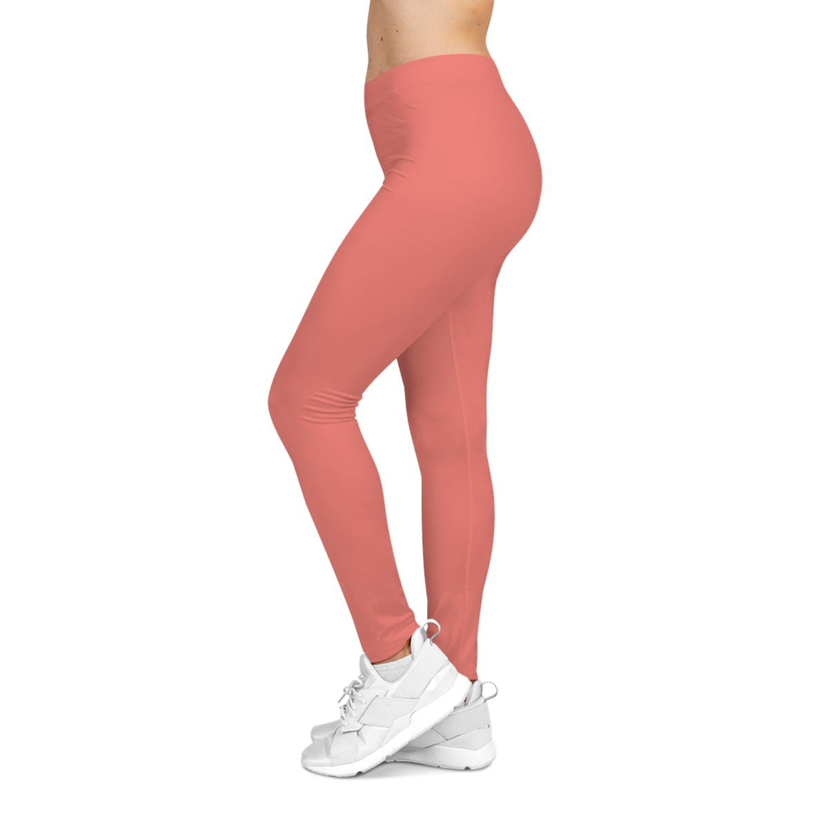 Fresh Salmon Coral Color Women's Poly-Span Casual Leggings XS-2XL