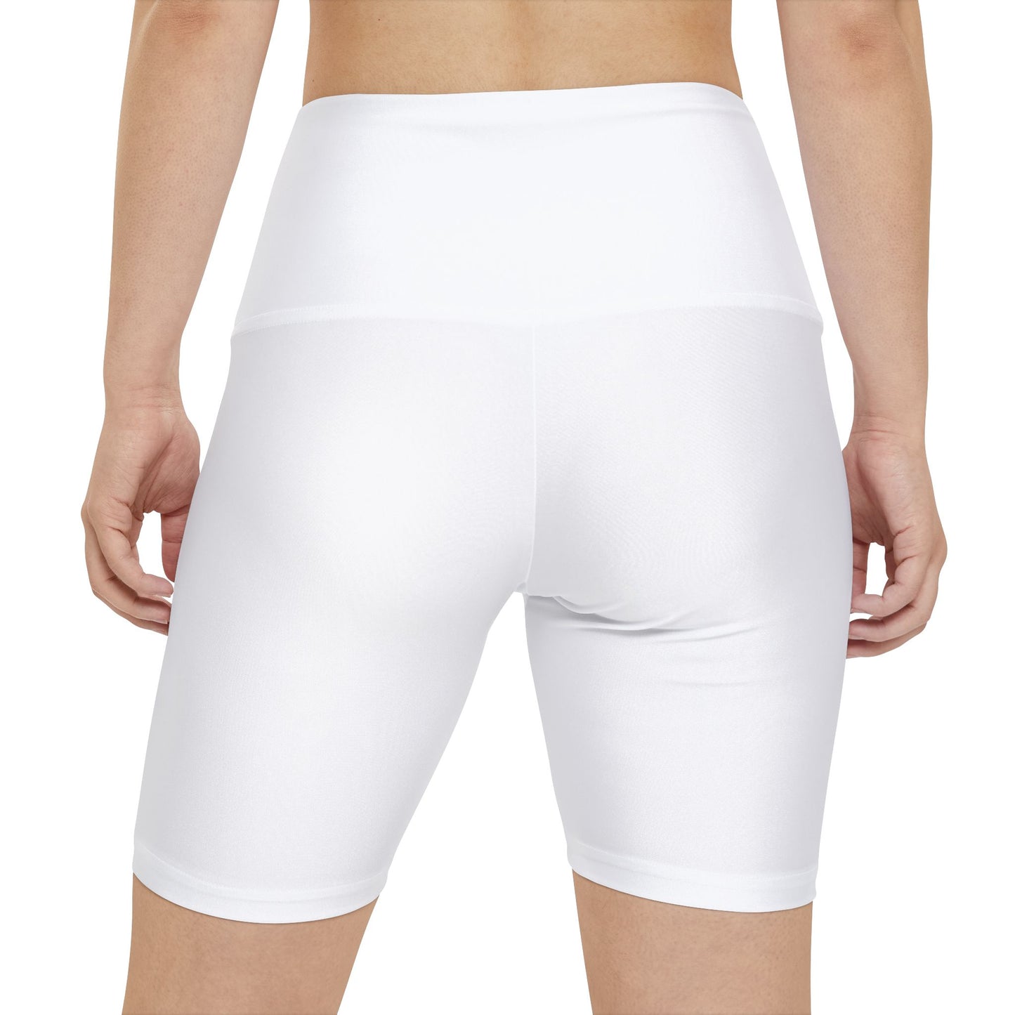 True White Women's Workout Shorts — High-Waist Athletic Biker Shorts (AOP)