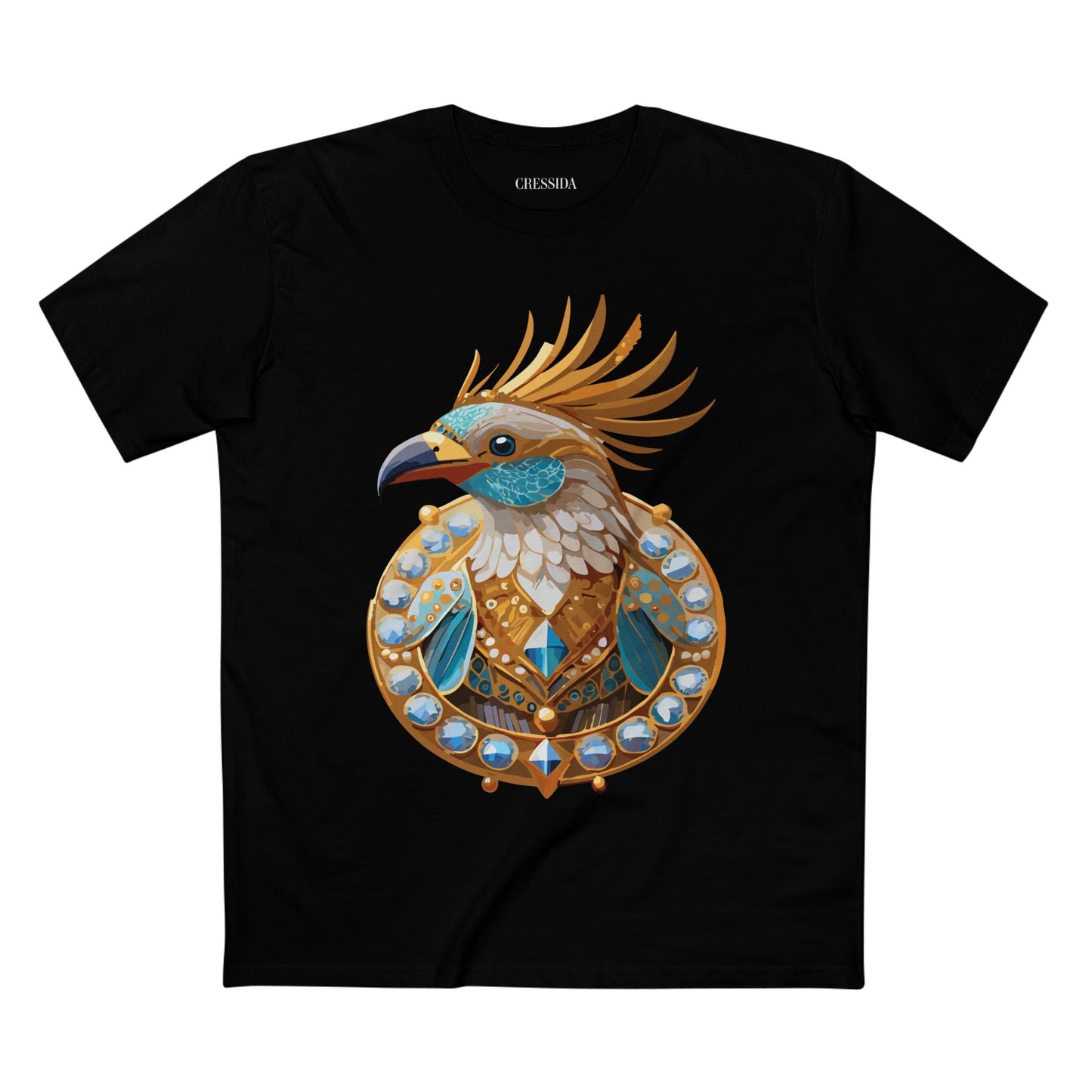 Bird Graphic Unisex 100 Cotton Tee With Unique Animal Golden Medallion Art Design 23