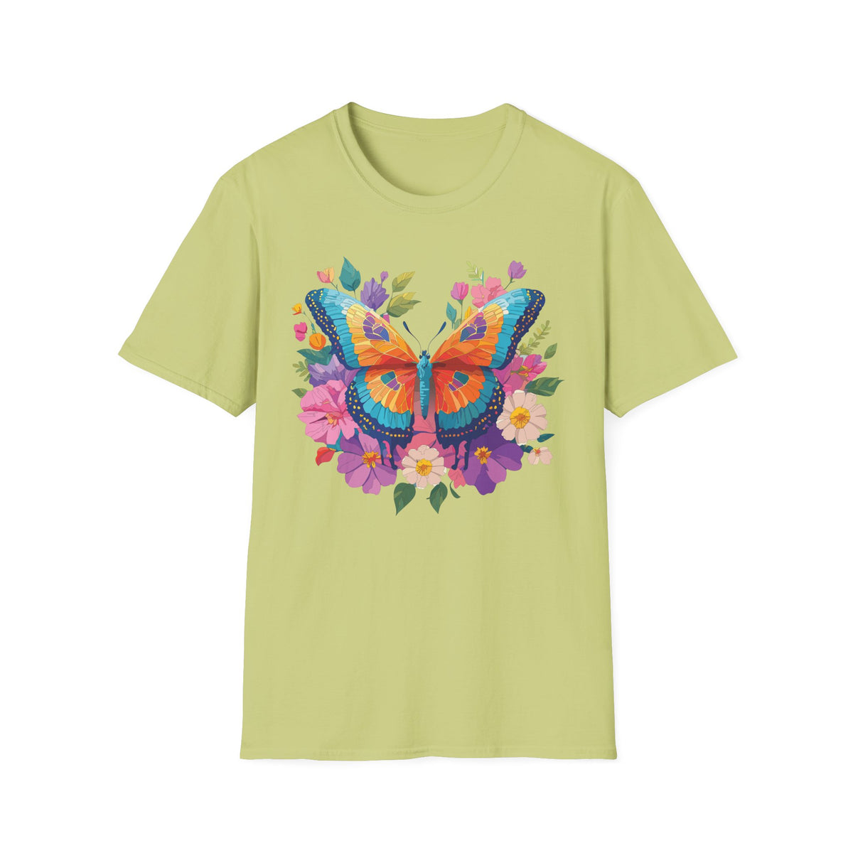 Colorful Butterfly Floral Tee | Vibrant Monarch Butterfly Graphic Tee Unisex 100 Cotton Gildan T-Shirt