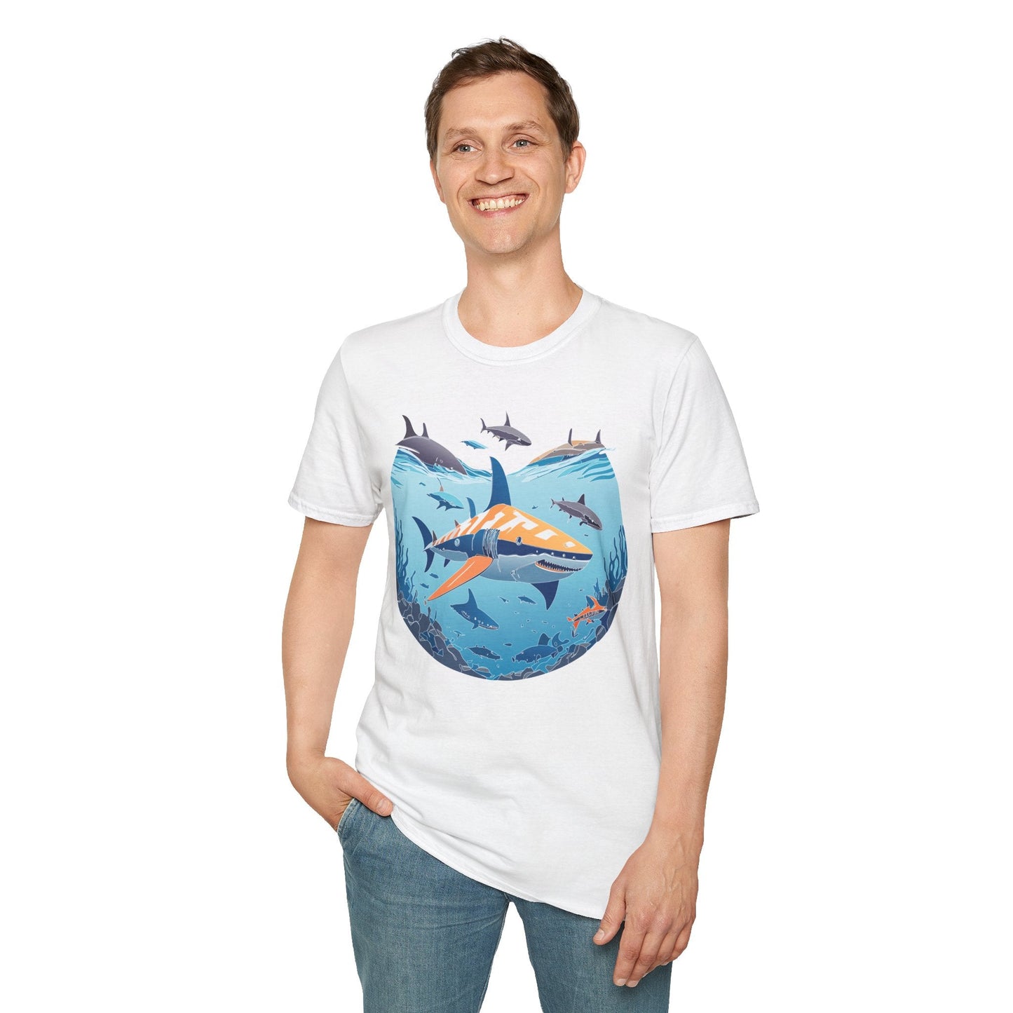 Ocean Tee Shirt Unisex Softstyle Gildan 64000 100 Percent Ring Spun Cotton Breathable U Boat Design