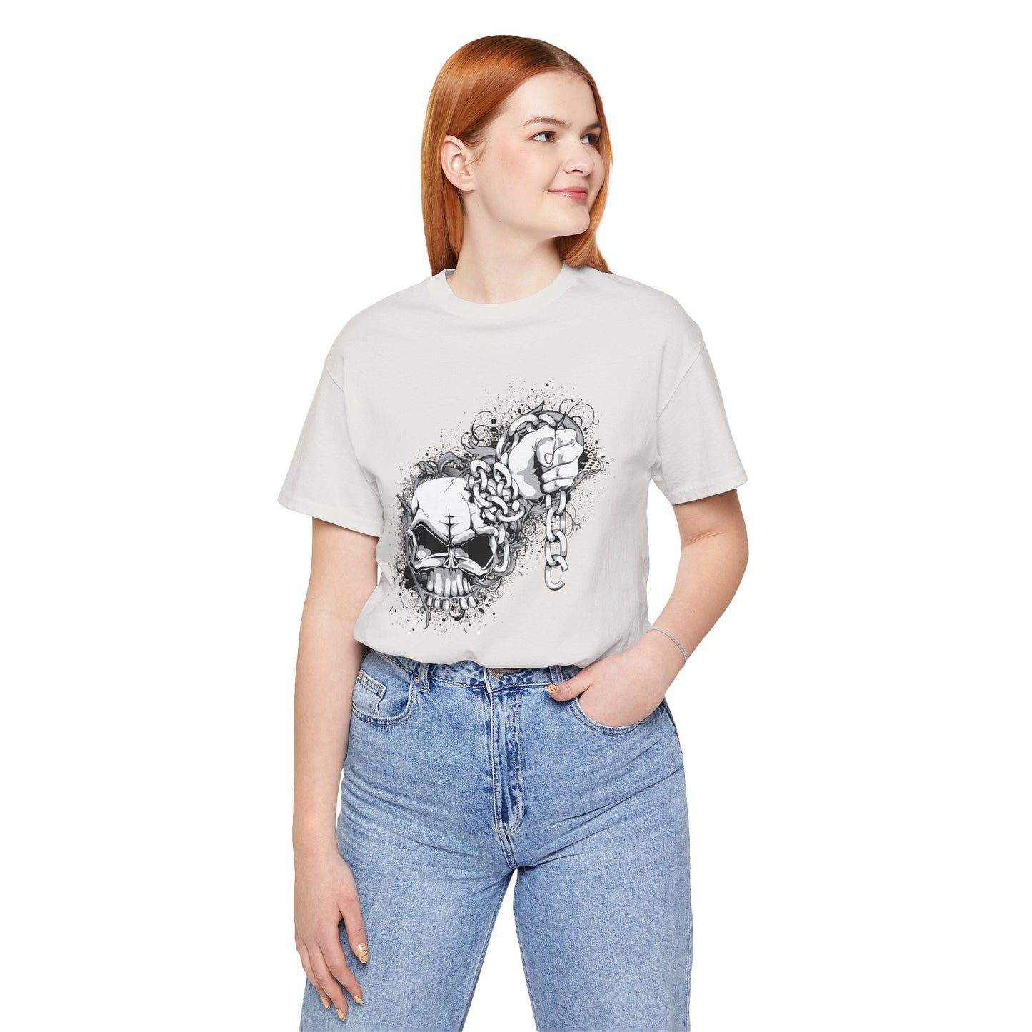 Chain Skull Graphic Design Tee, Skull Shirt, Vintage Tees, Art Design T-Shirt, Vintage Graphic Tee, Art Shirts with Skulls