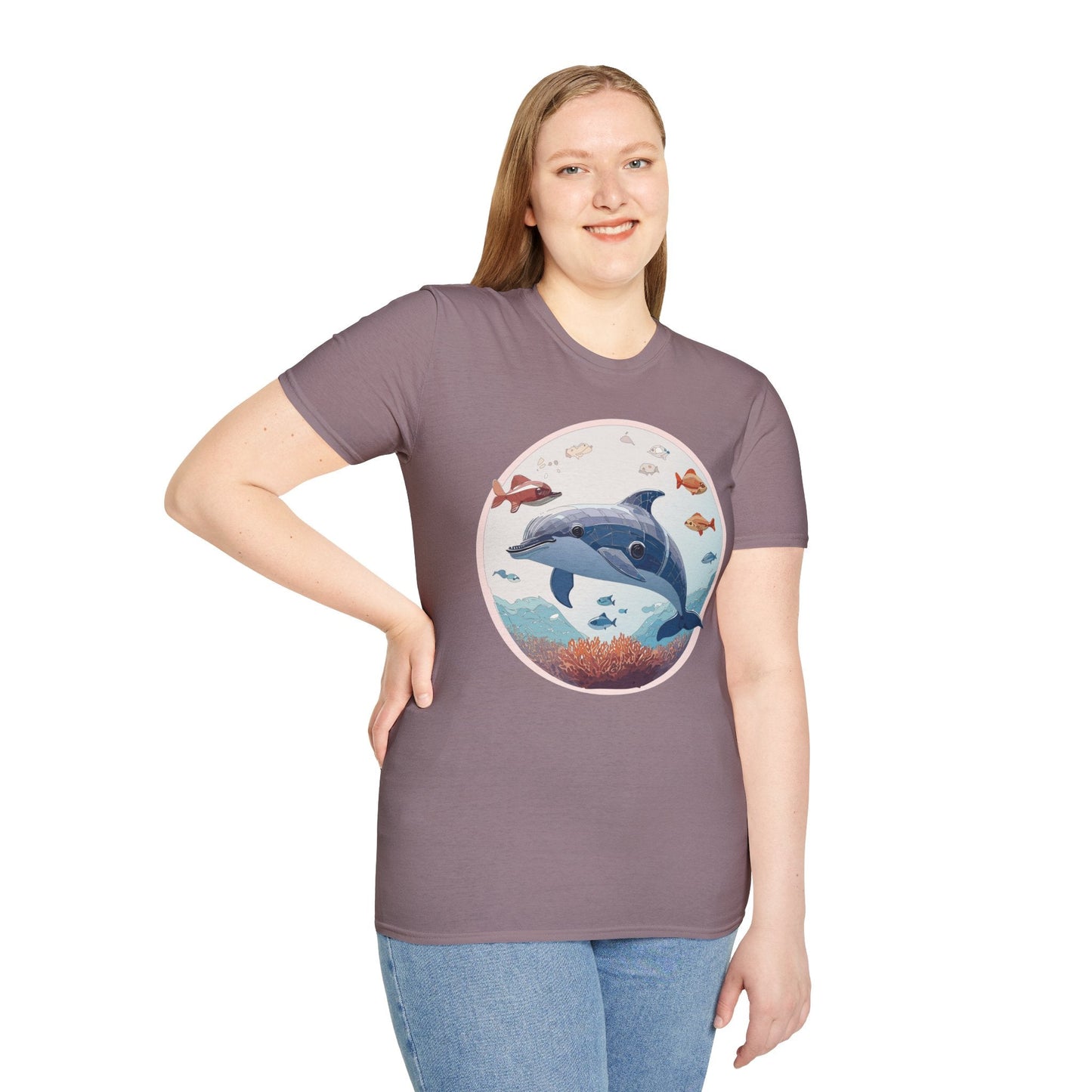 Dolphin Shirt Unisex Softstyle Tee One Hundred Percent Ring Spun Cotton Lightweight Comfort