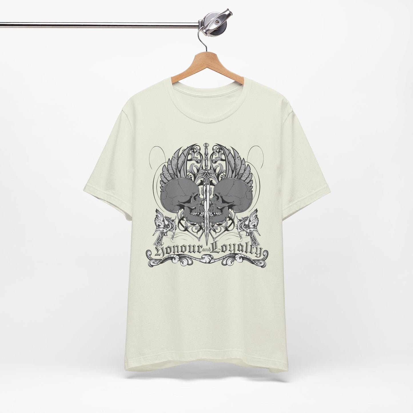 Honor Loyalty crest tee Gothic heraldry skulls wings emblem Art-48