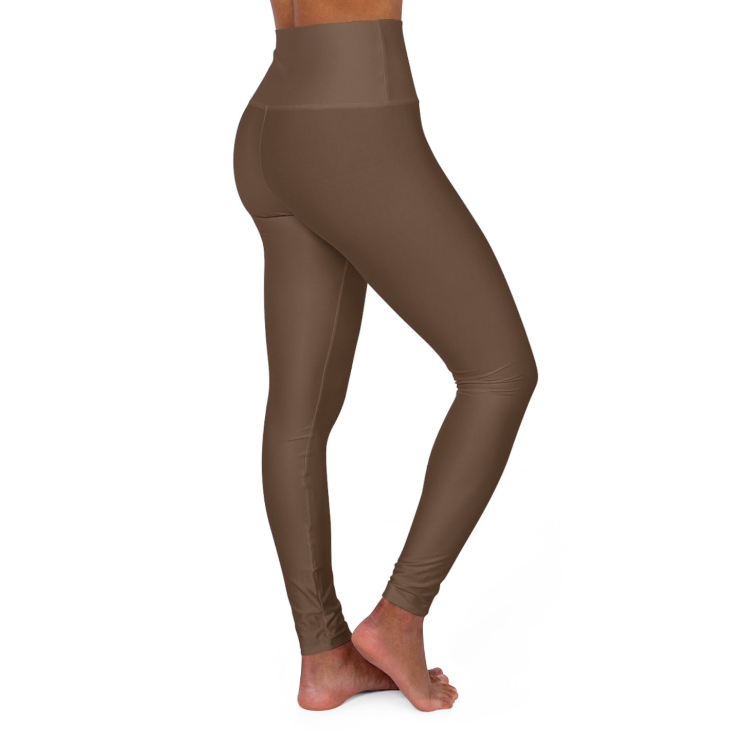 High-Waist Coffee Color Yoga Leggings Neutral Brown Women's Poly-Span Seamless Activewear