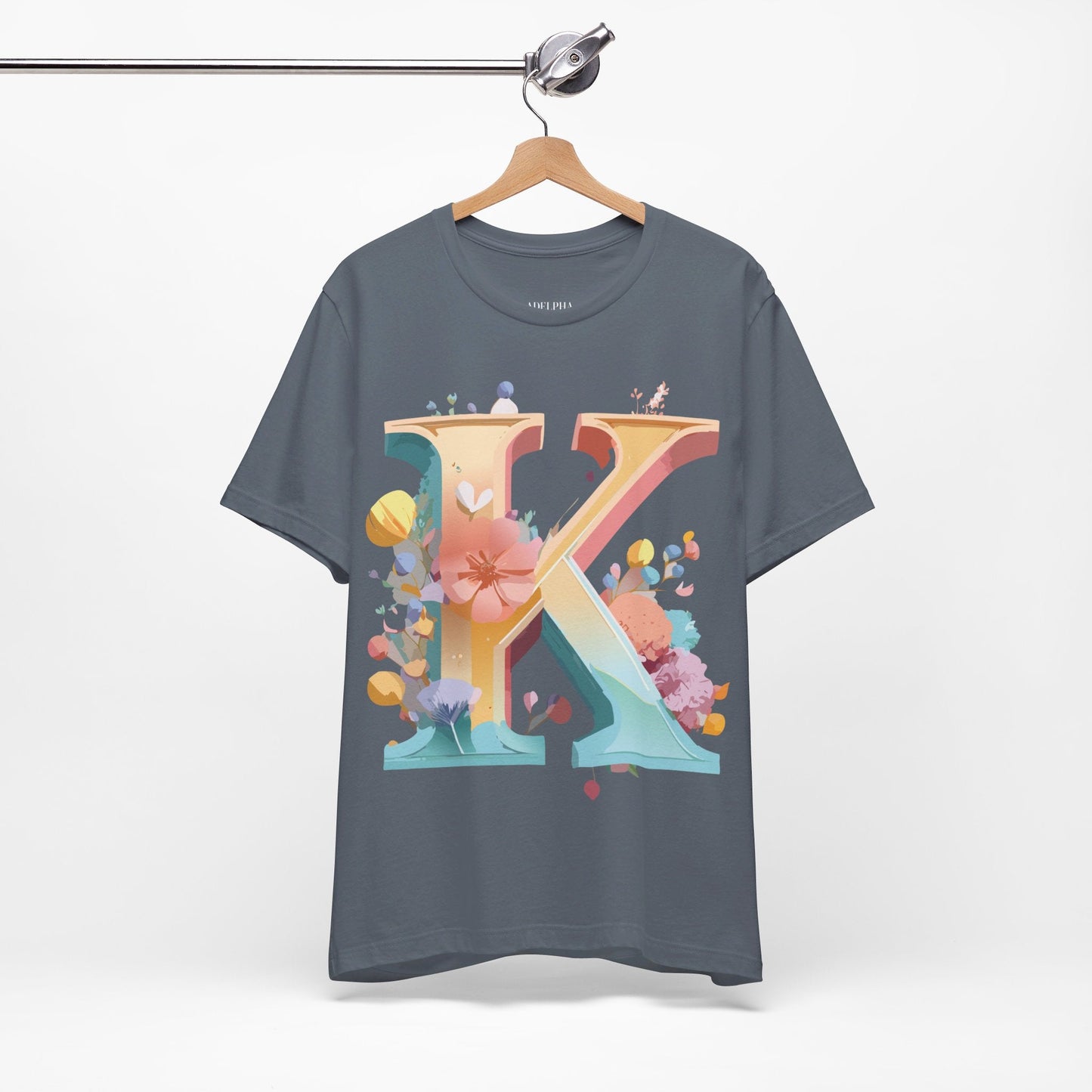 Unisex Letter K Graphic Tee By Adelpha Vintage Inspired Artwork Short Sleeve Shirt