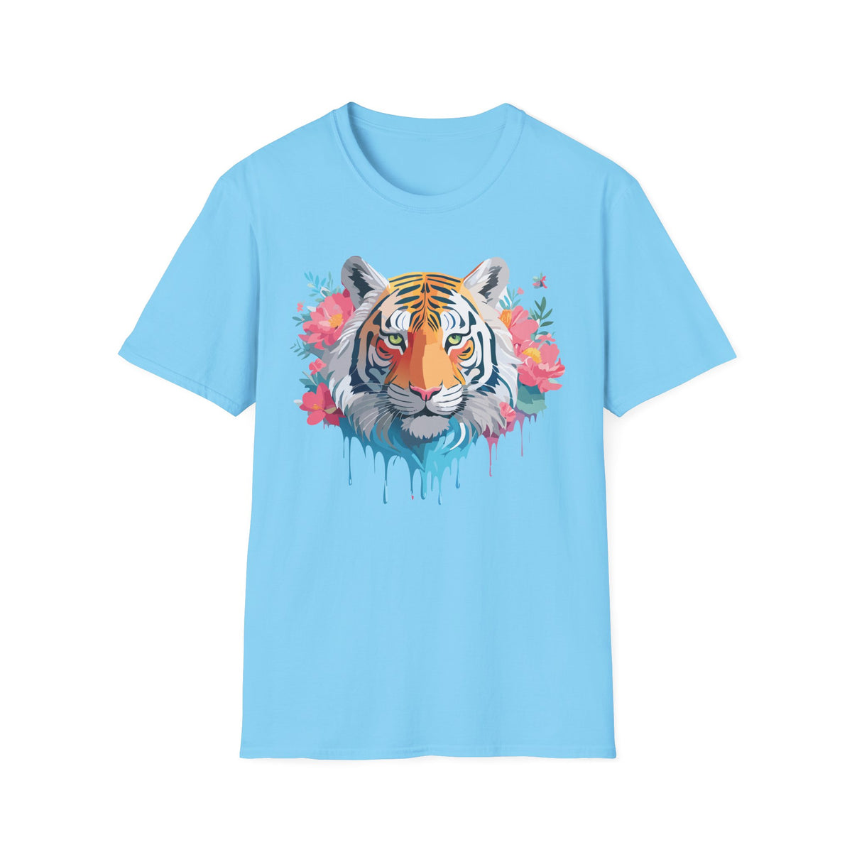 Floral Watercolor Tiger T-Shirt | Tiger Face Shirt, Floral Wildlife Tee