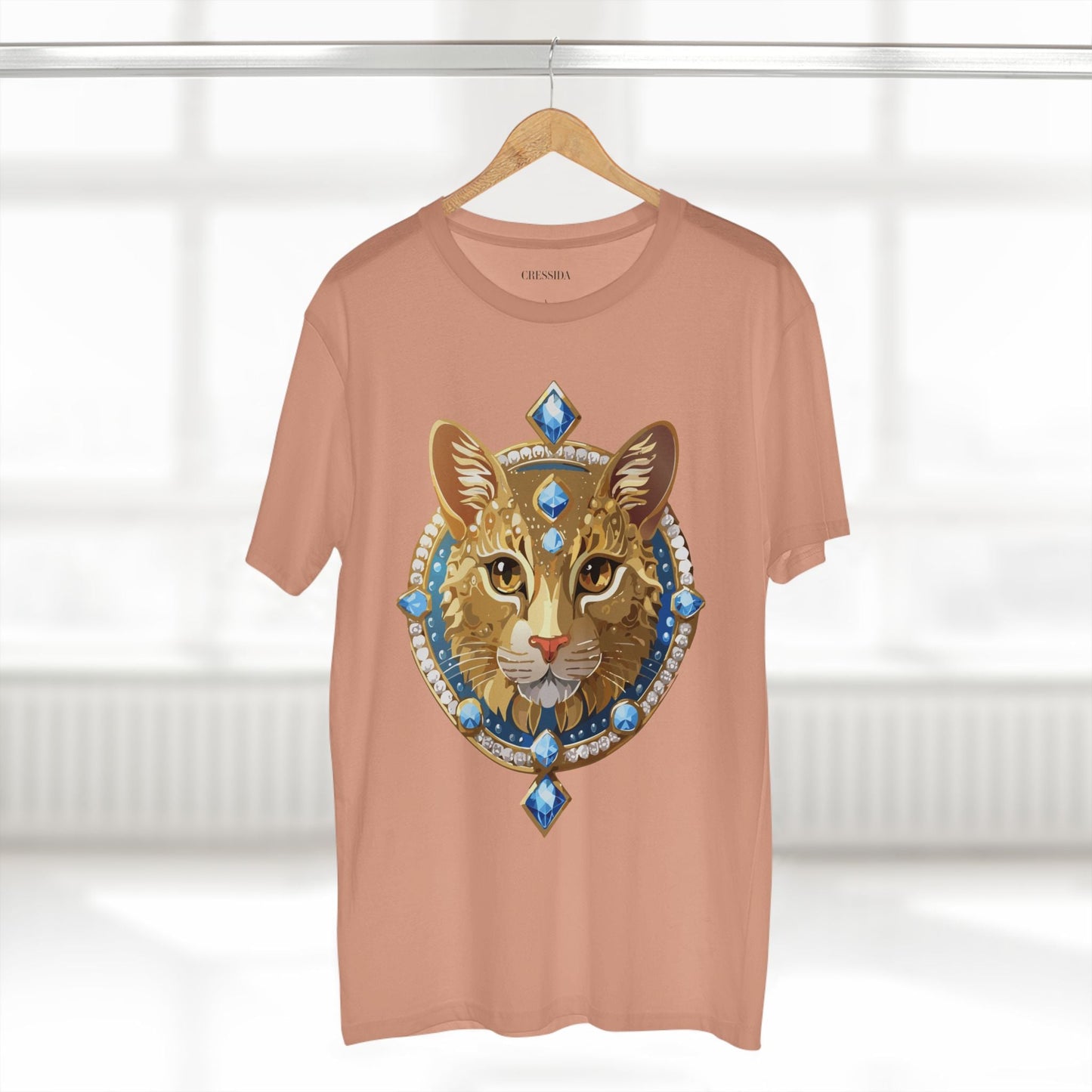 Cat Graphic Unisex 100 Cotton Tee With Unique Animal Golden Medallion Art Design 10