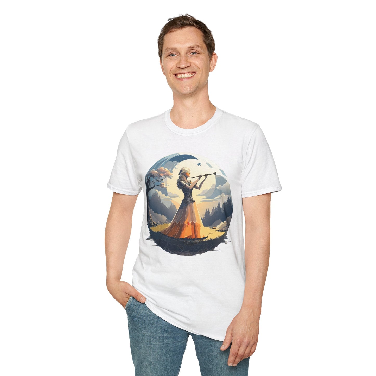 Unisex Softstyle Graphic T Shirt 100 Percent Ring Spun Cotton Art Design Tee For Women