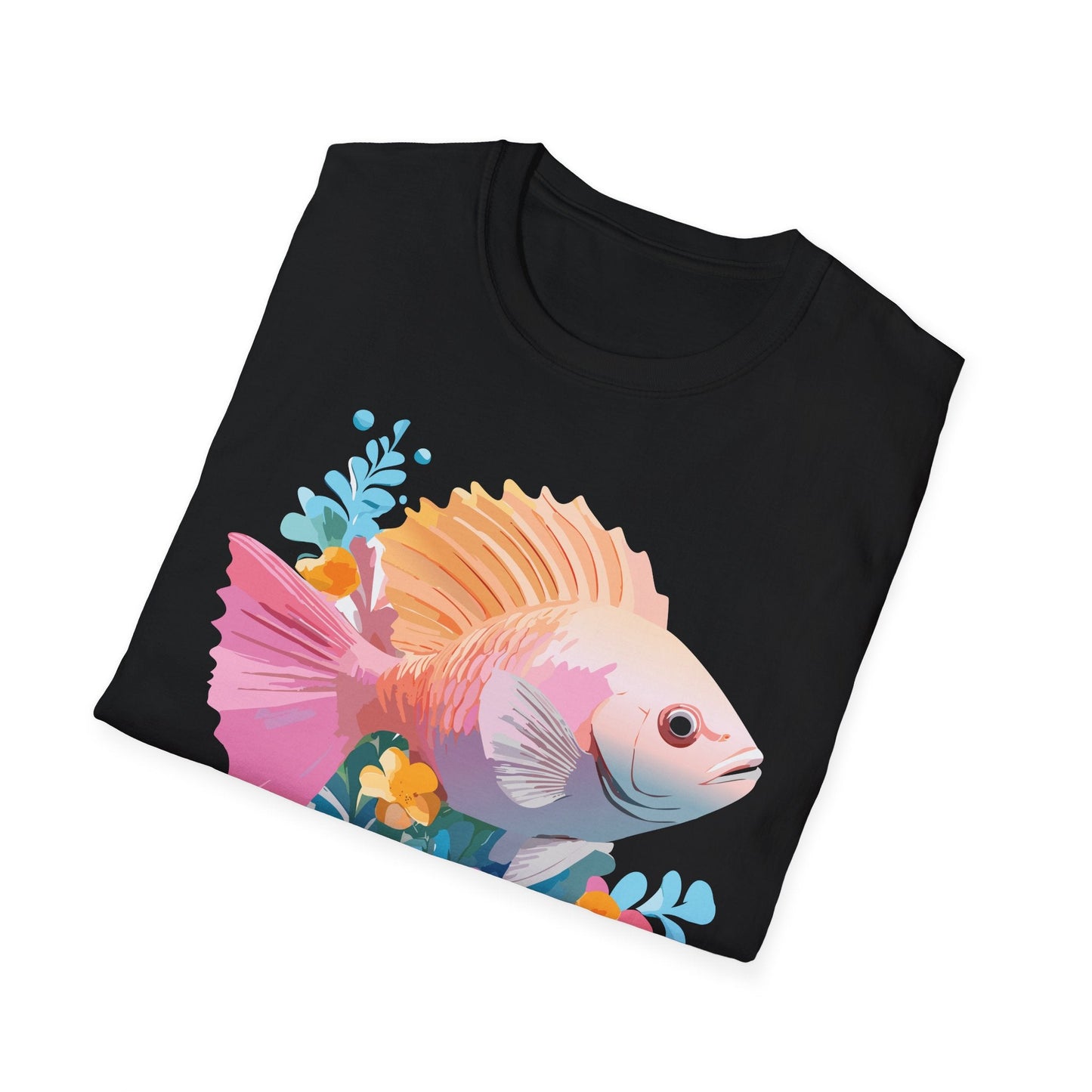 Fish Art Design Graphic Tee Shirt Unisex Softstyle Cotton Short Sleeve Comfort Fit Everyday Wear
