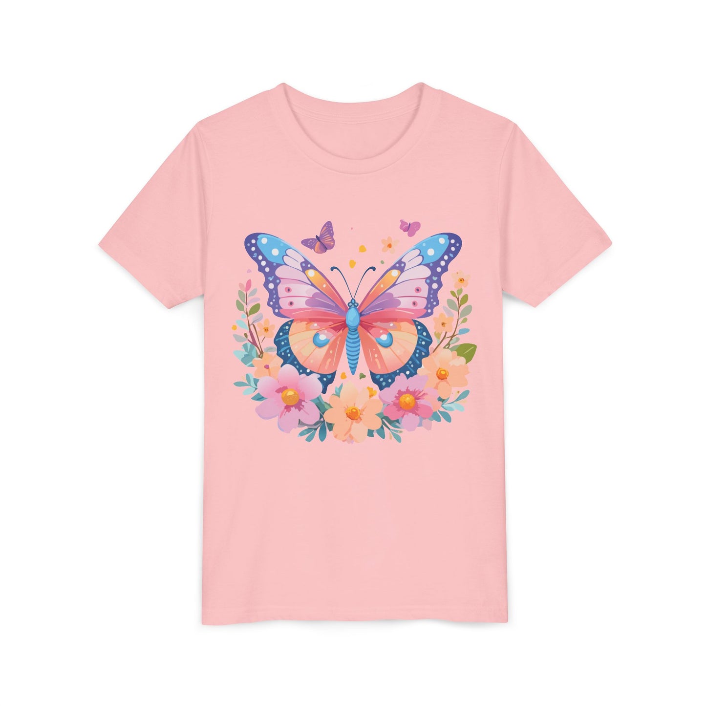 Butterfly Blossom Youth Tee - Colorful Short Sleeve T-Shirt for Spring Celebrations (9-14)