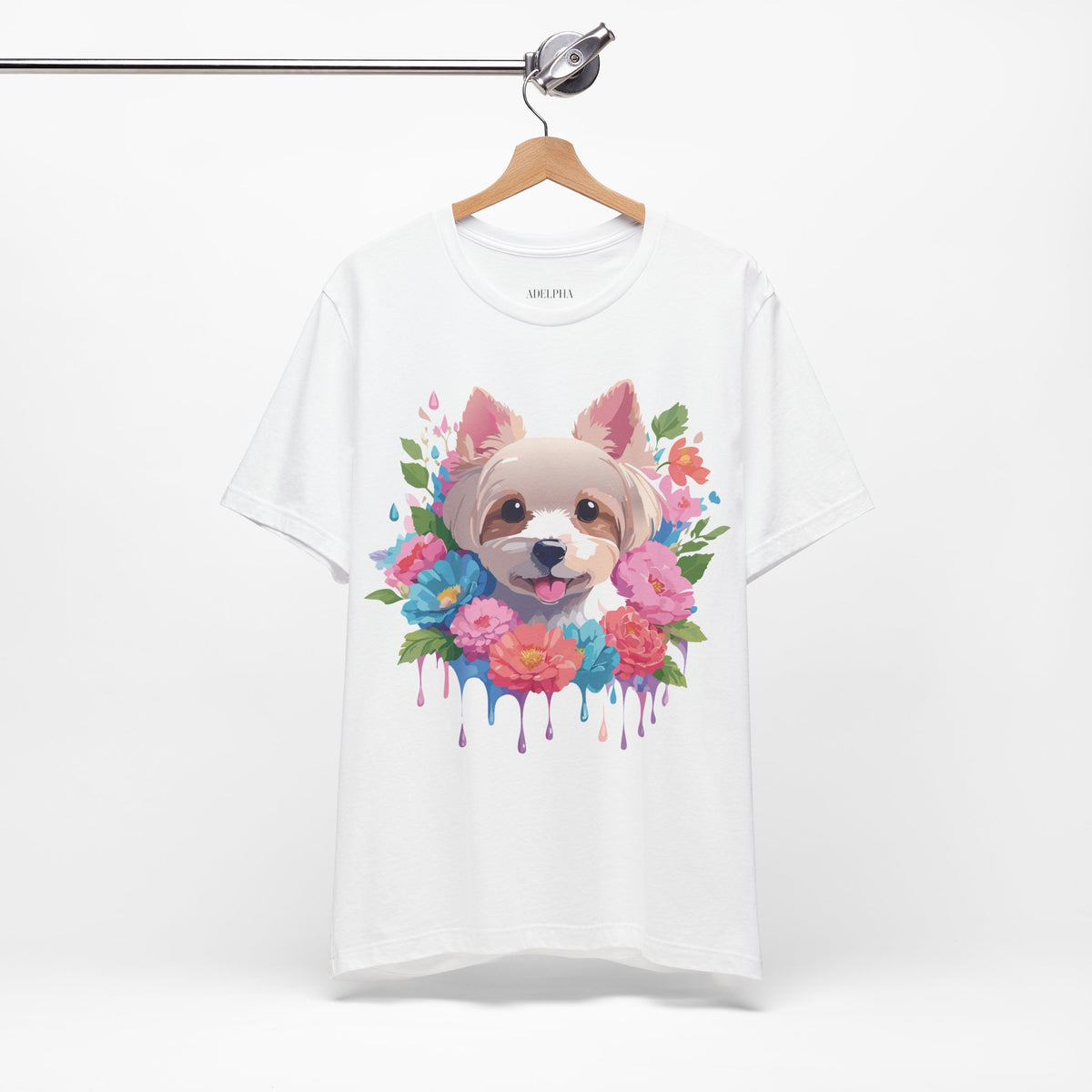 Dog Graphic Unisex Cotton Bella+Canvas Tee with Art Animal Design d10