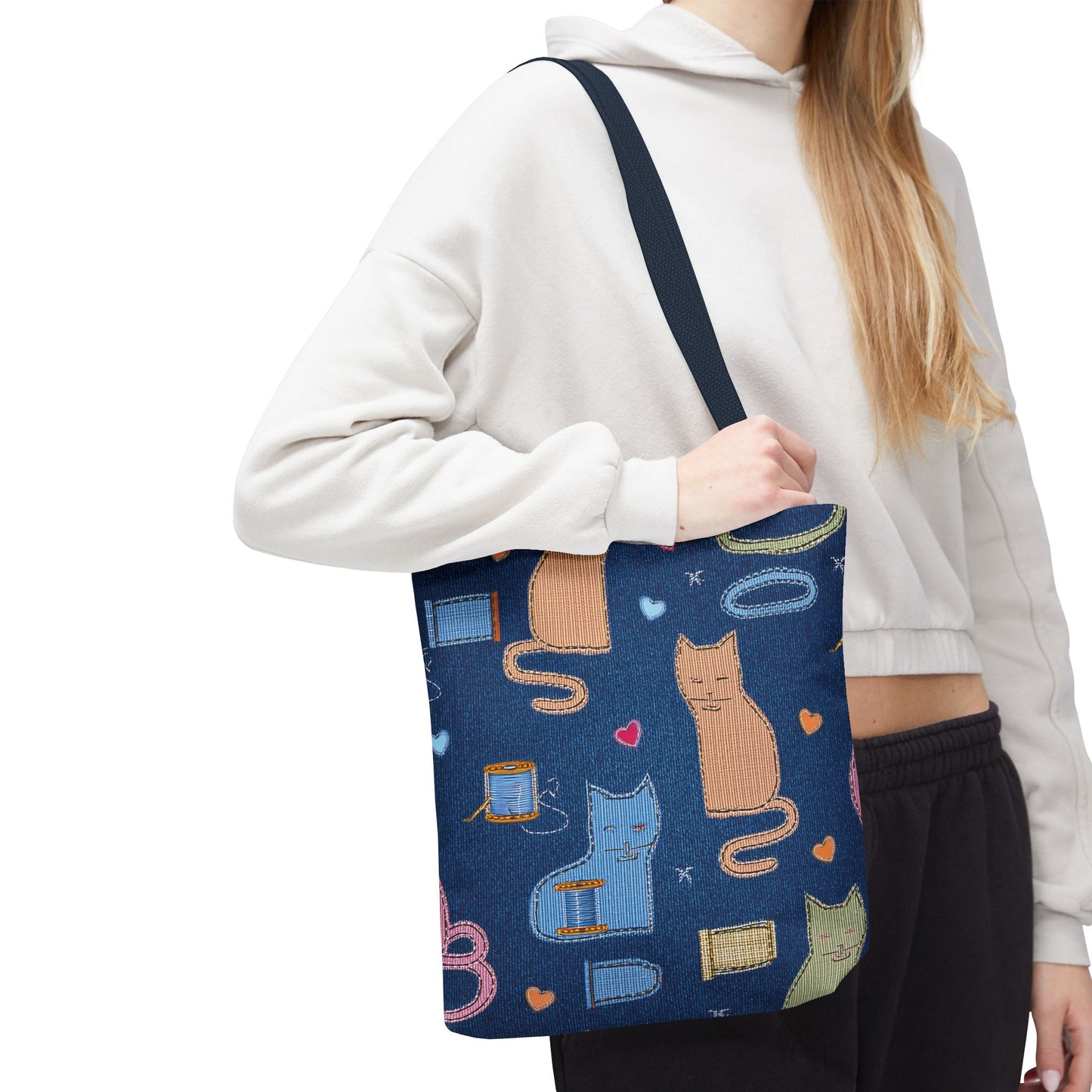 Love Day Graphic Design Denim Fabric Imitation Print Unisex Canvas Bag POLY 3 Sizes Tote Bag 201-19