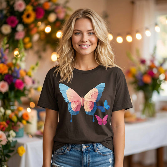 Butterfly Graphic Unisex Cotton Bella+Canvas Tee with Art Design n73