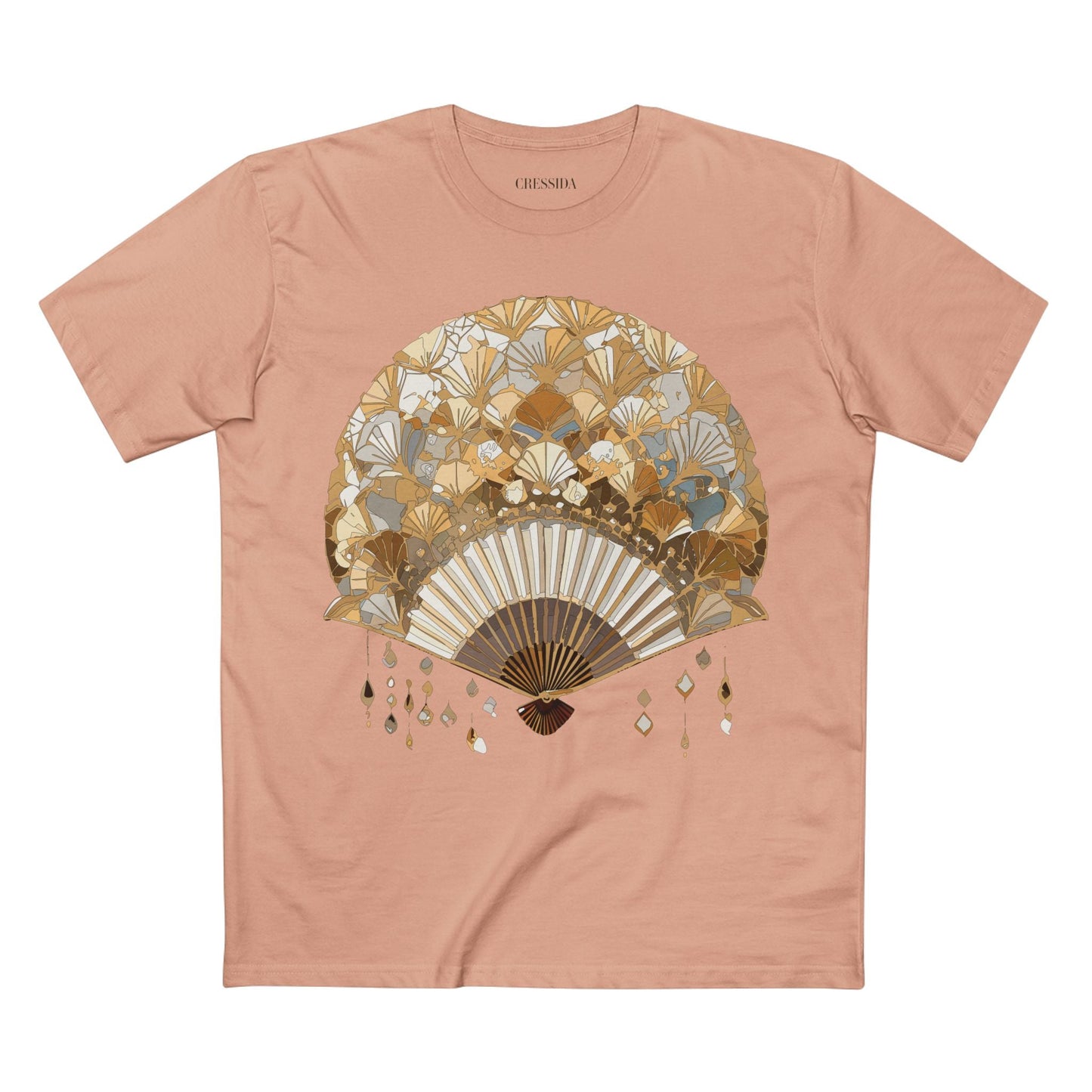 Antique Fan Graphic Design T-Shirt Unisex 100 Cotton Floral Carnival Artwork Tee 10