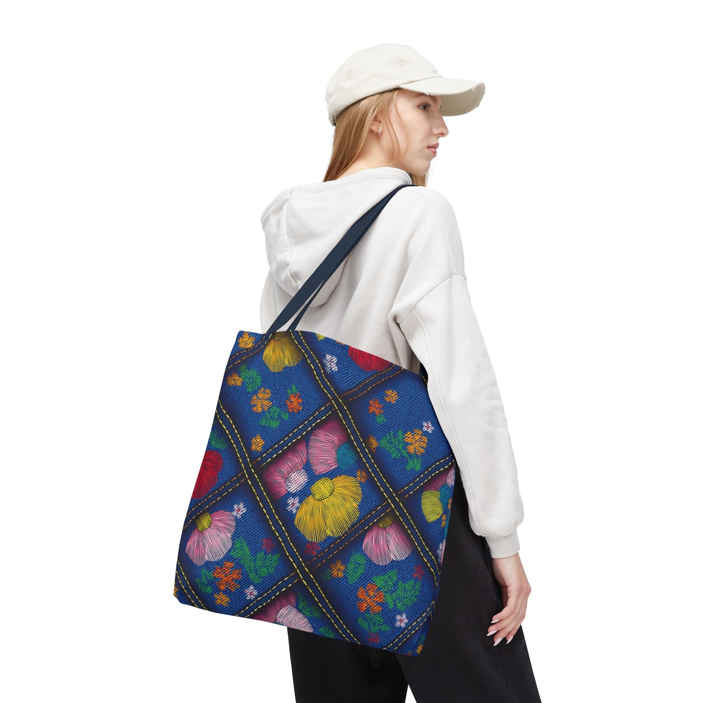 Denim Fabric Imitation Print Unisex Canvas Bag Poly Spun 3 Sizes Tote Bag 132