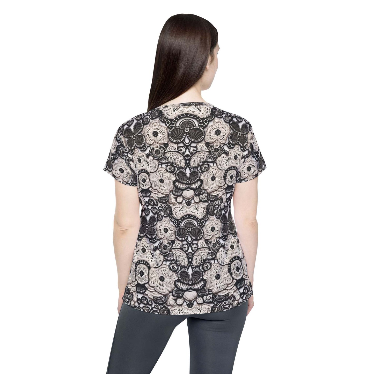Women Poly T-Shirt with Lace Print 4