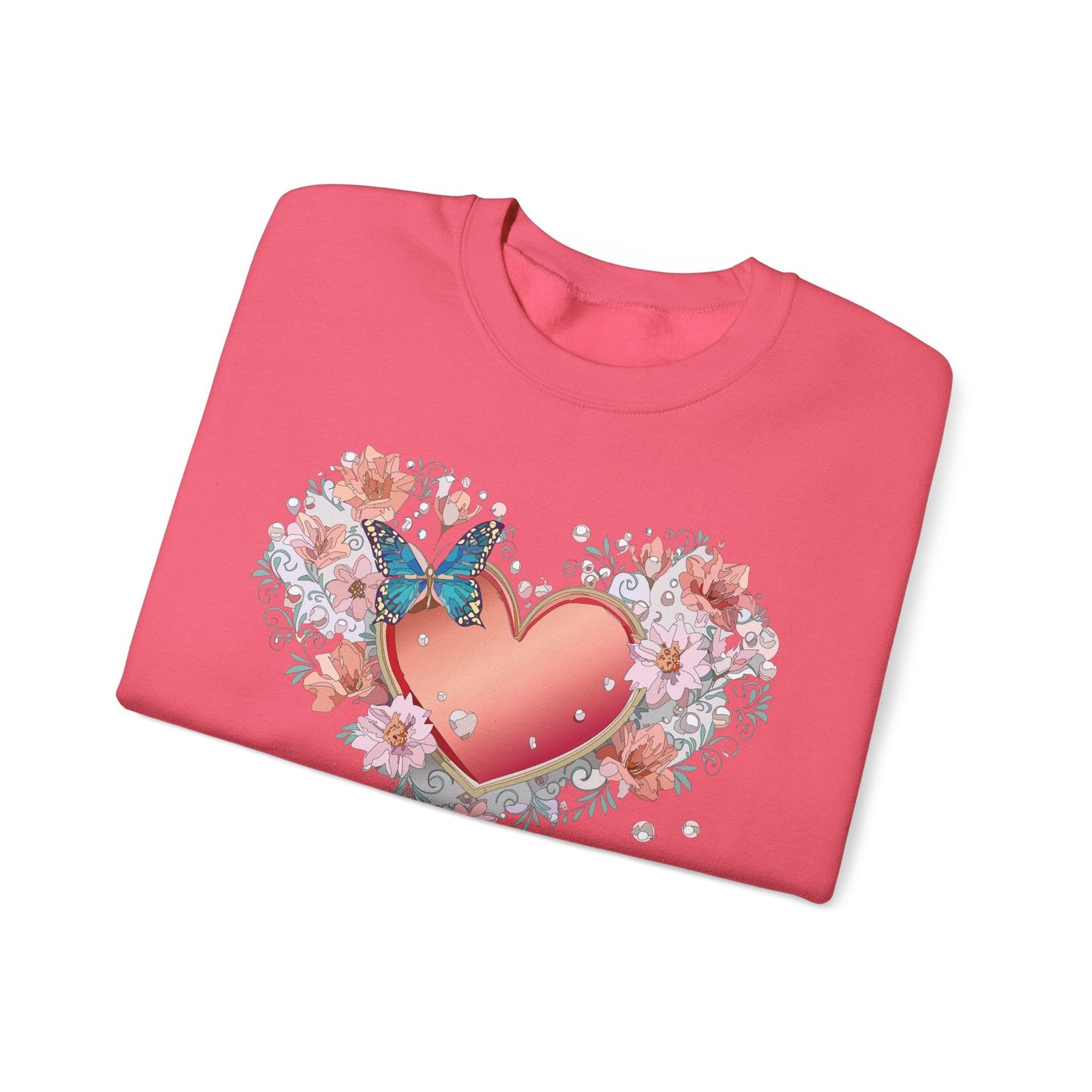 Unisex Floral Heart Sweatshirt With Love Graphic For Valentines Day Gift Cozy Winter Wear