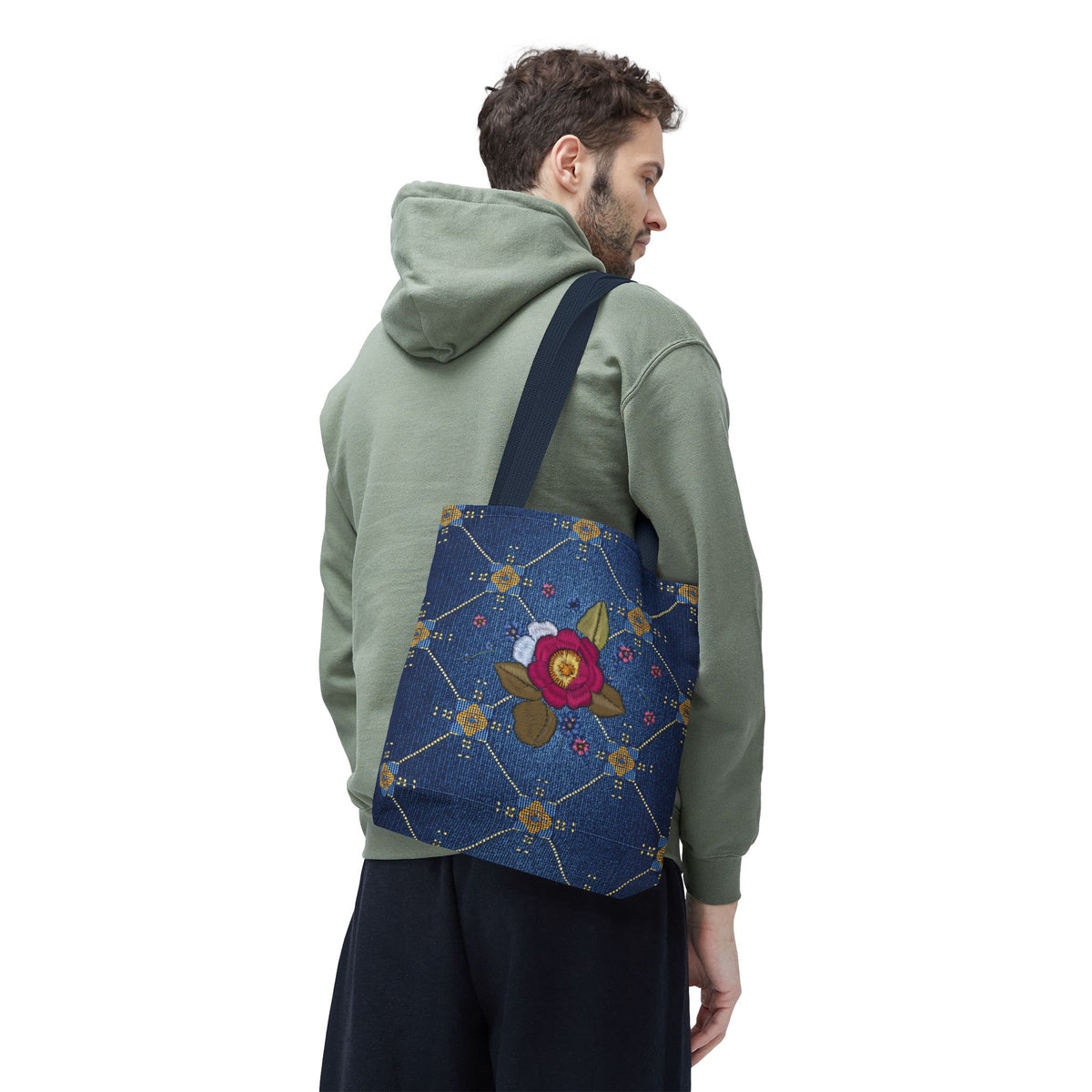 Denim Fabric Imitation Print Unisex Canvas Bag Poly Spun 3 Sizes Tote Bag 160
