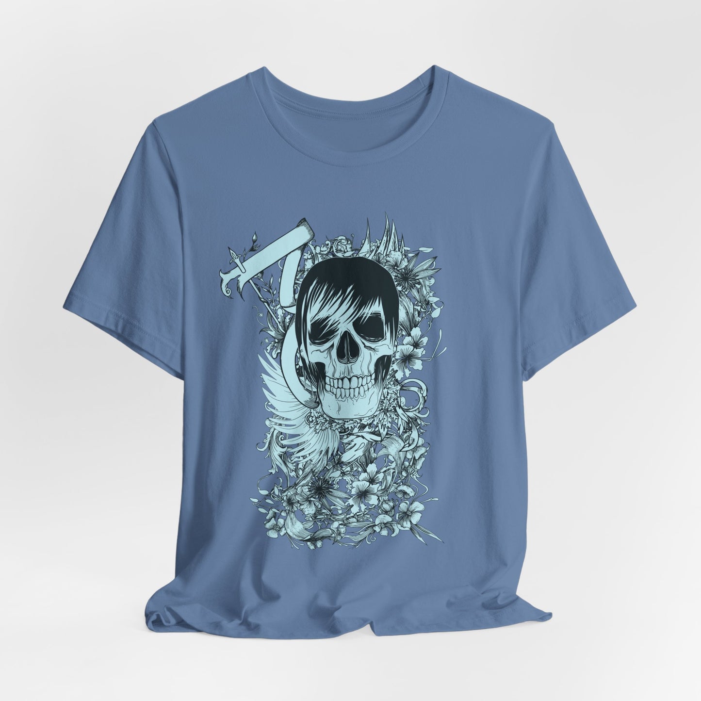 Sky Skull Graphic Design Tee, Skull Shirt, Vintage Tees, Art Design T-Shirt, Vintage Graphic Tee, Art Shirts with Skulls