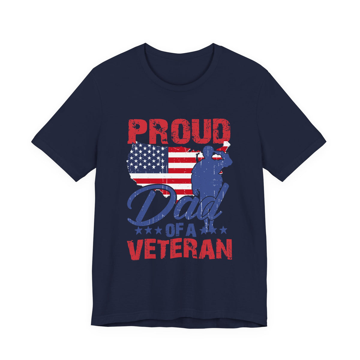 Proud Dad of a Veteran T-Shirt American Flag Veteran Dad Unisex Cotton Tee v9