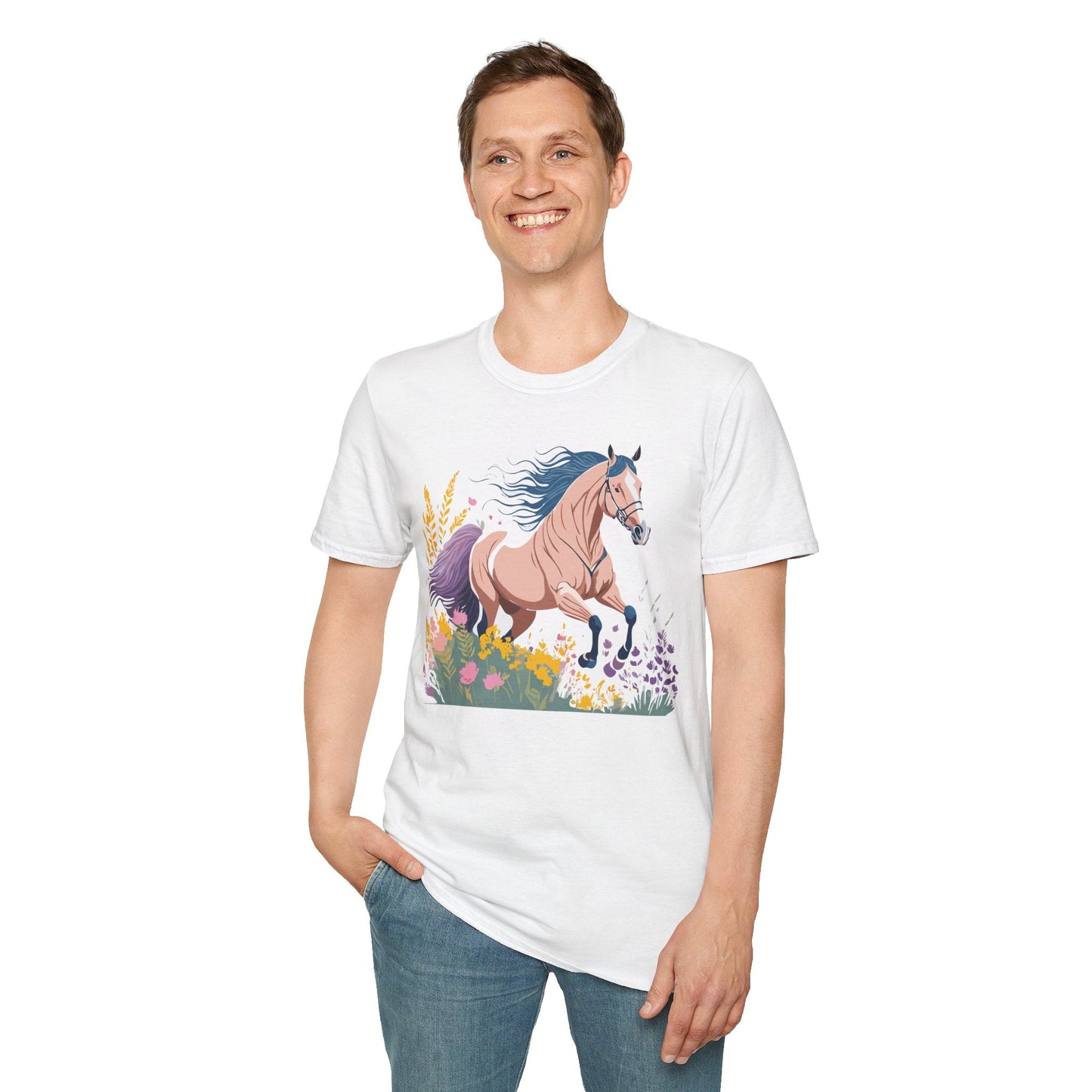 Unisex Horse Shirt With Animal Design Gildan Softstyle 64000 Tee