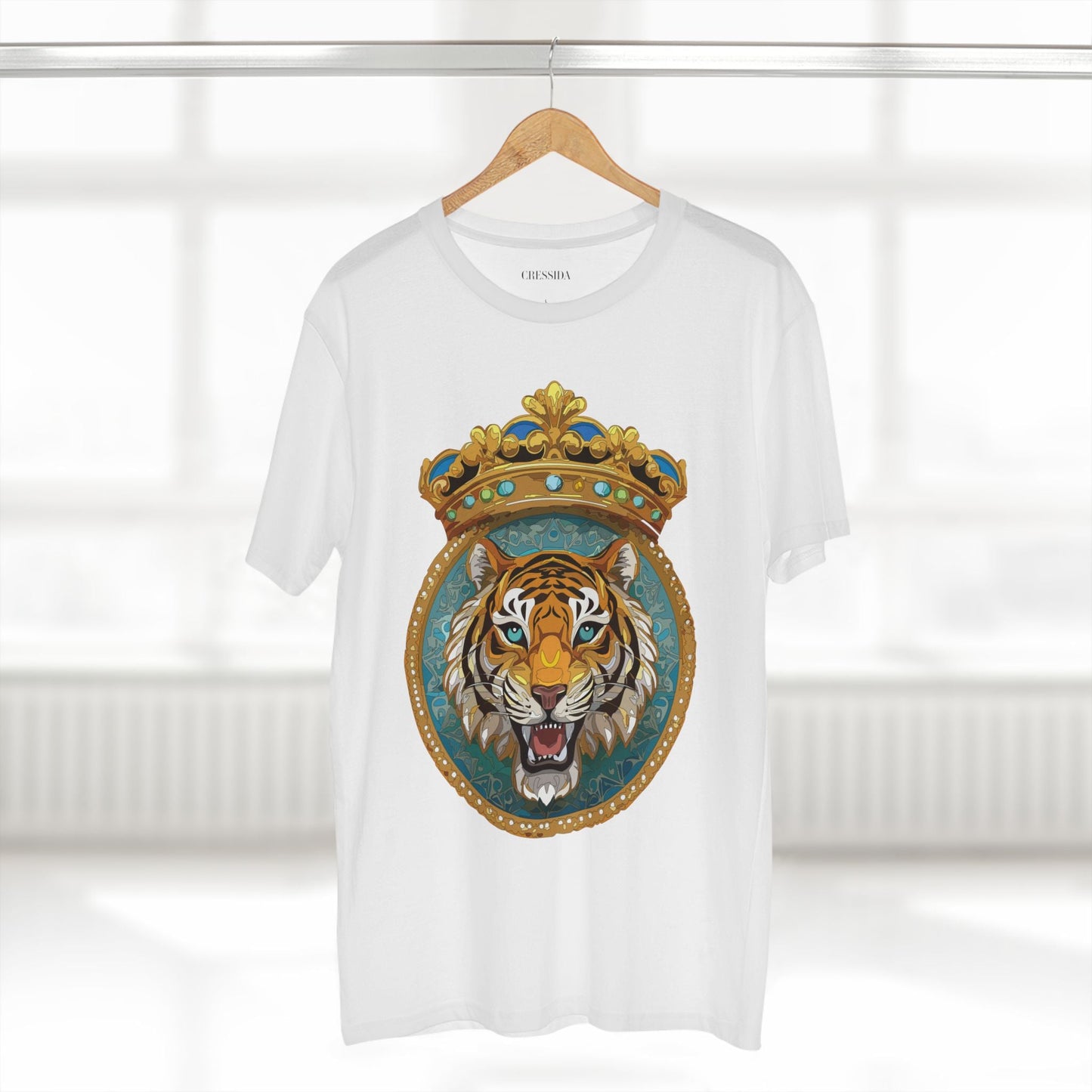 Tiger Graphic Unisex 100 Cotton Tee With Unique Animal Golden Medallion Art Design 3