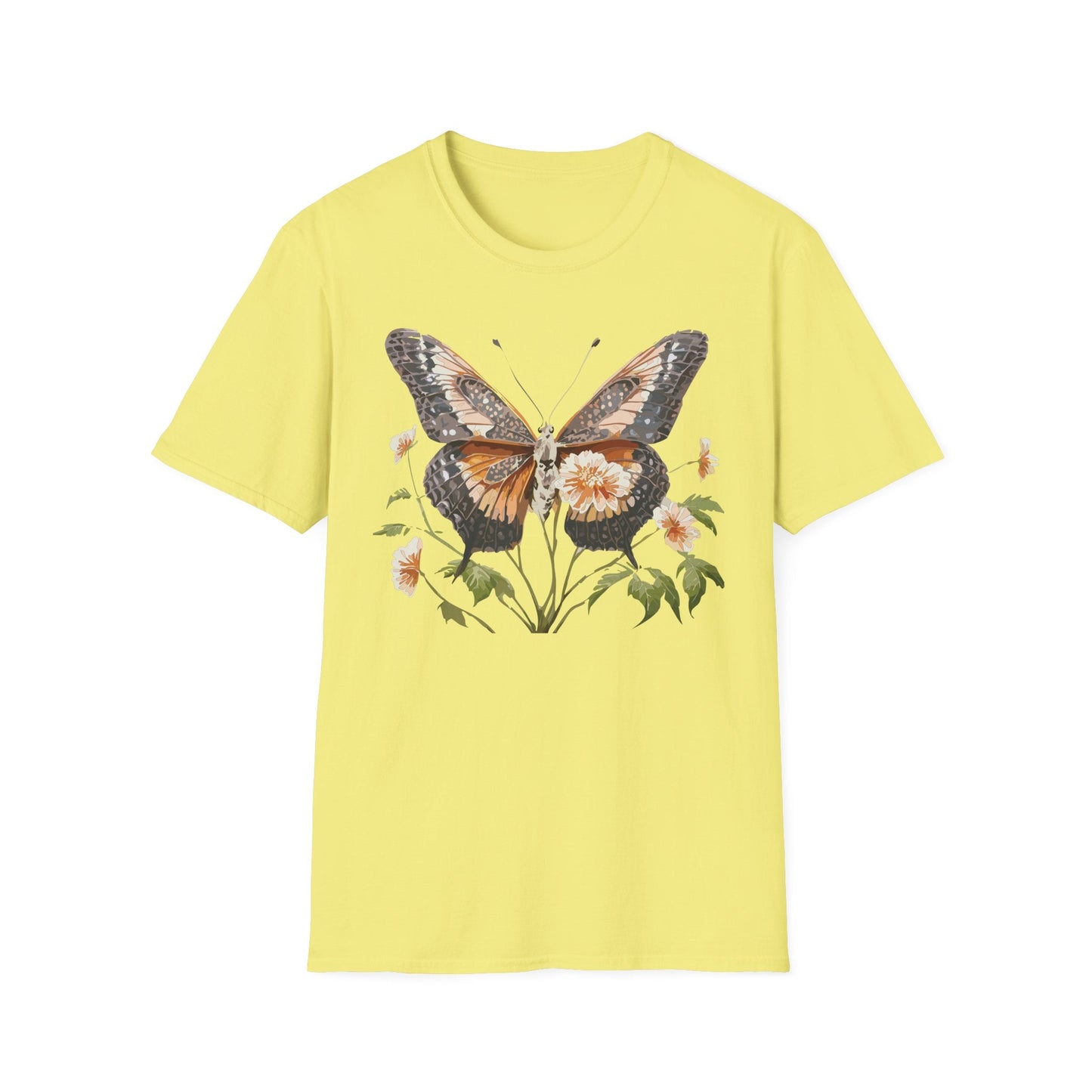 Butterfly T Shirt Unisex Softstyle Gildan 64000 Cotton Tee Monarch Print Comfort