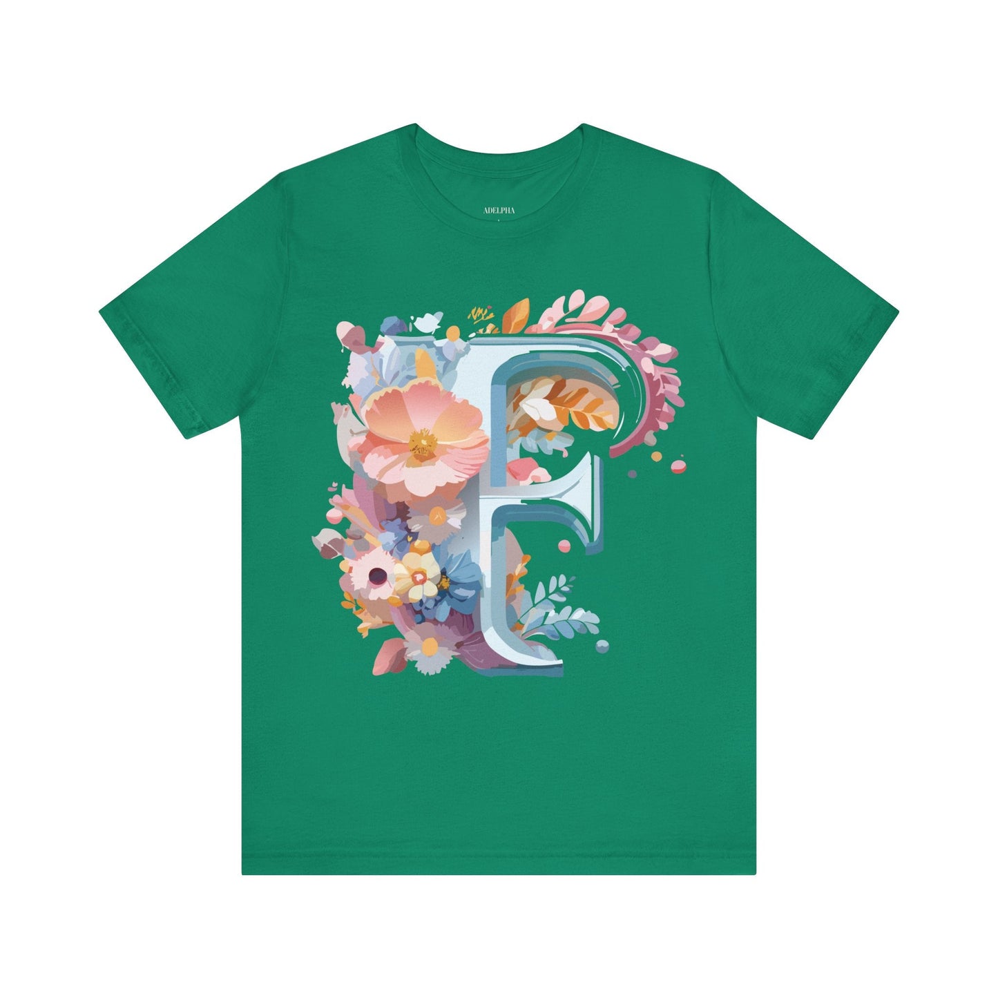 Letter F Graphic Tee Unisex Short Sleeve Vintage Inspired Adelpha Artwork Collection