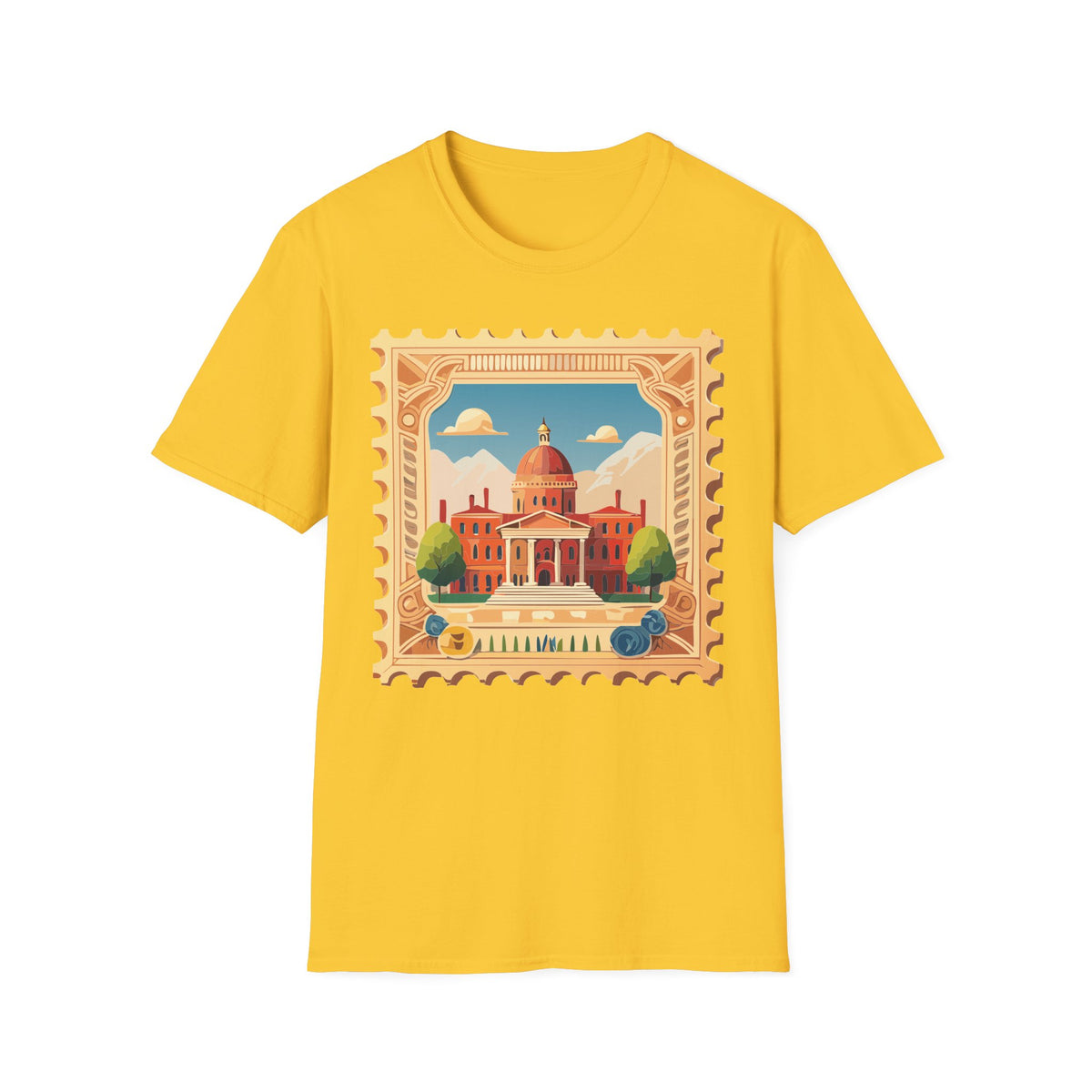 Vintage Postage Stamp Capitol Illustration T-Shirt | Architectural Travel Graphic Tee Unisex 100 Cotton Gildan T-Shirt
