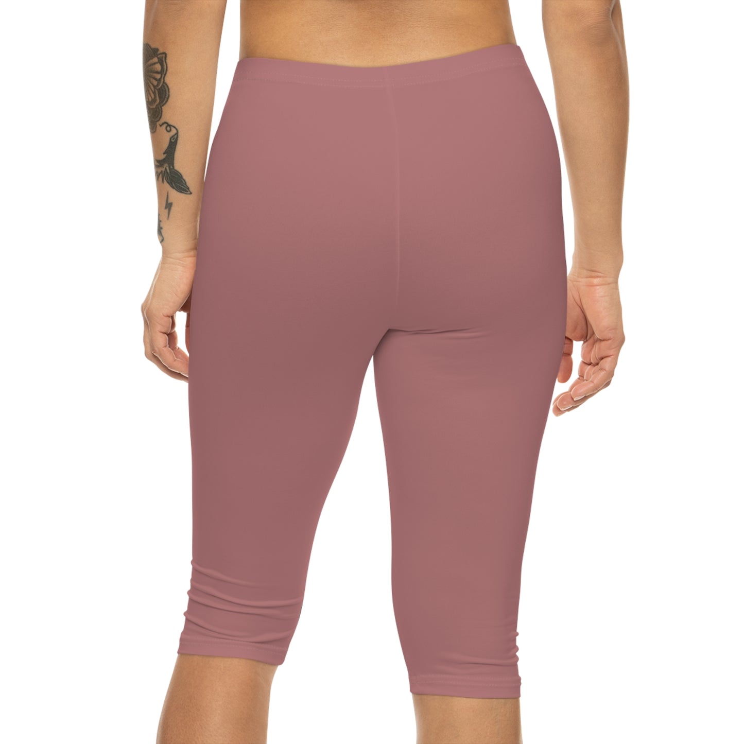 Dusty Rose Coral Color Women's Brushed Suede Poly Span Casual Capri Leggings XS-2XL