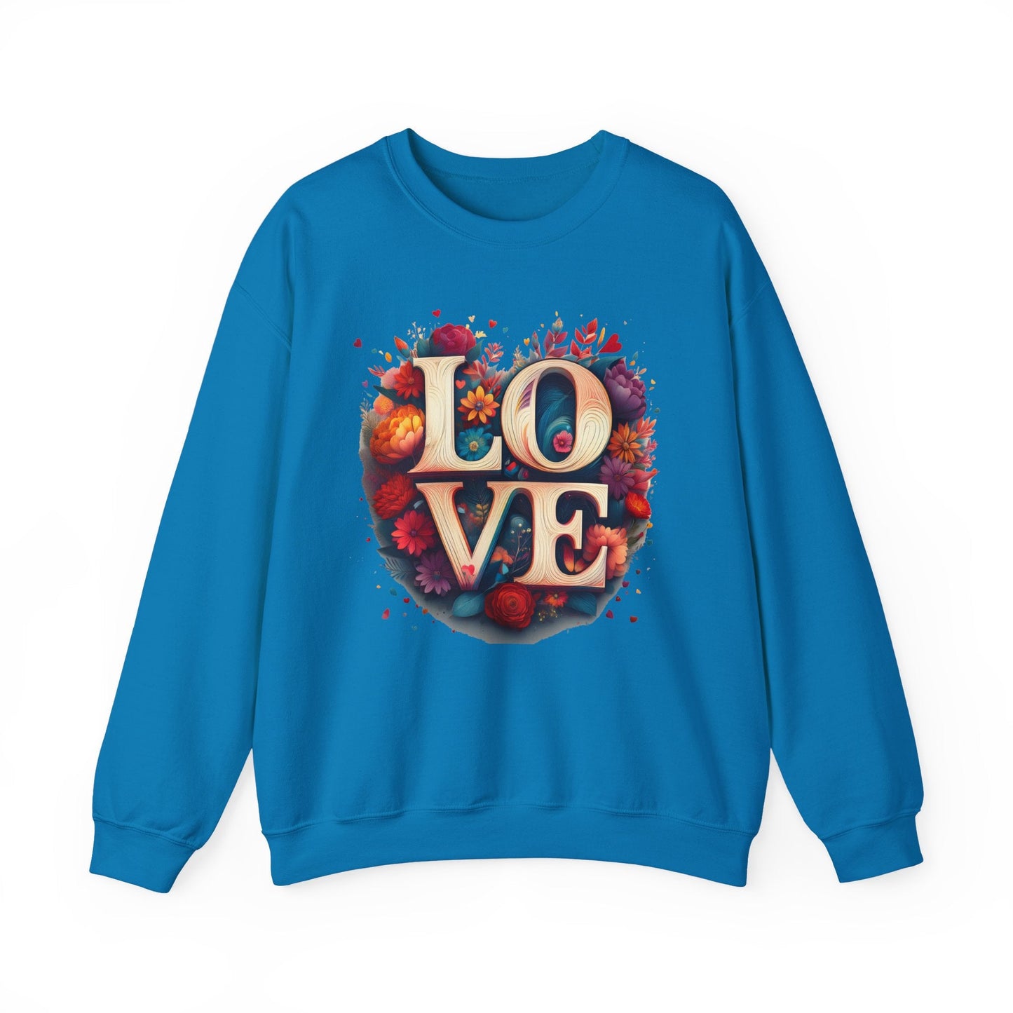 Floral Love Sweatshirt Unisex Valentines Day Gift Love Flower Crewneck Sweatshirt