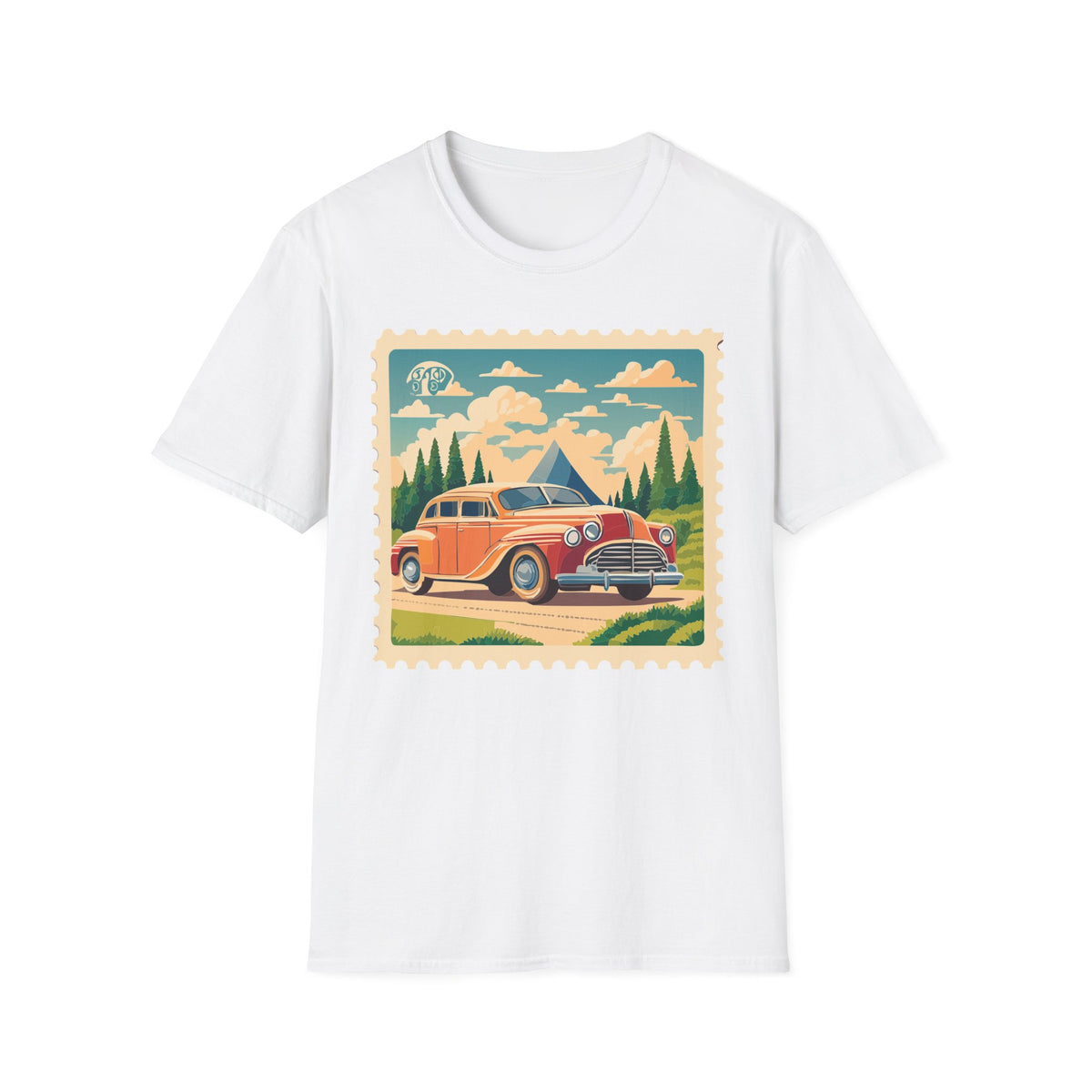 Vintage Road Trip Car T-Shirt | Retro Camper Scenic Stamp Graphic Tee Unisex 100 Cotton Gildan T-Shirt