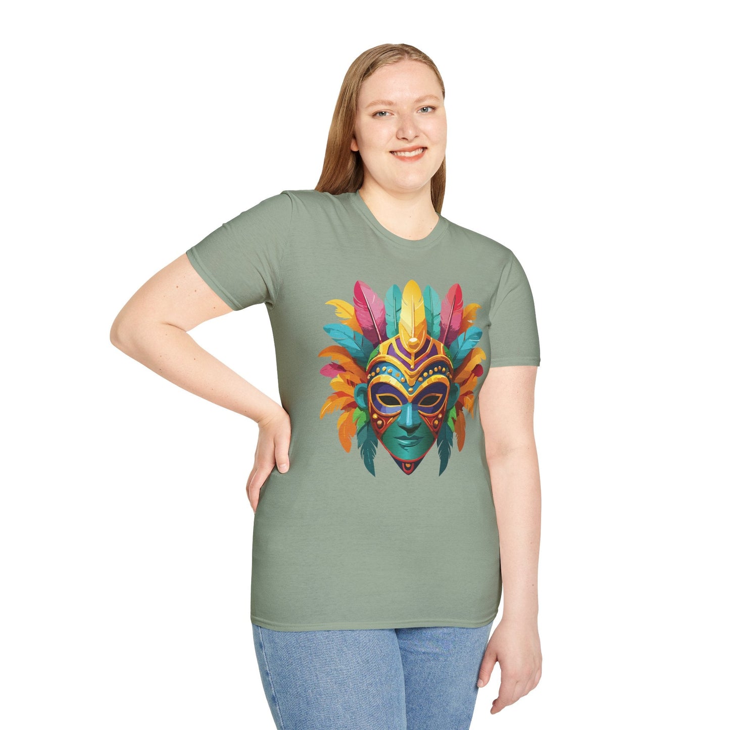Mask Tee Shirt Unisex Masquerade Design Gildan Softstyle 64000 100 Percent Ring Spun Cotton Tee
